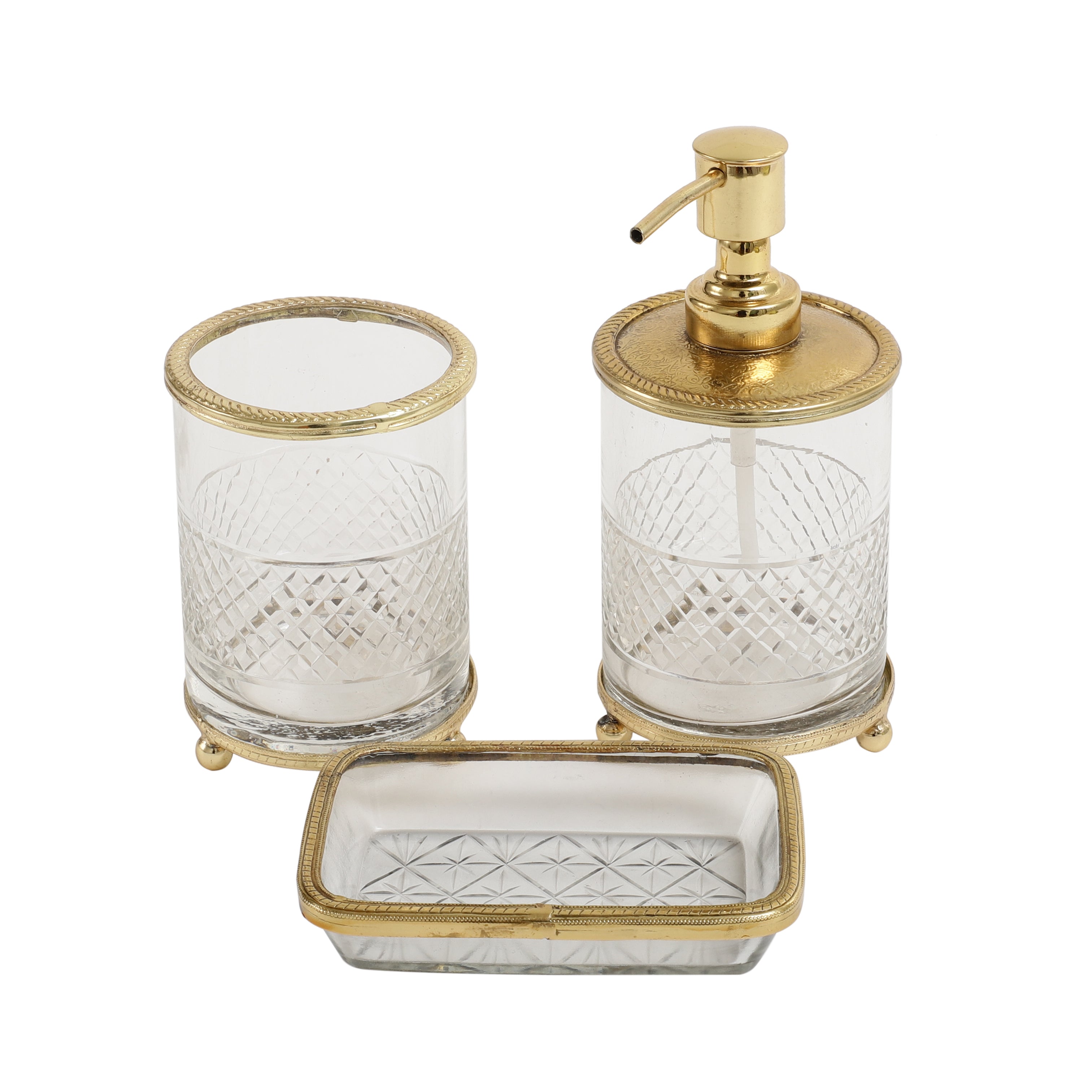 Blake Crystal Cut Bathroom set in Gold