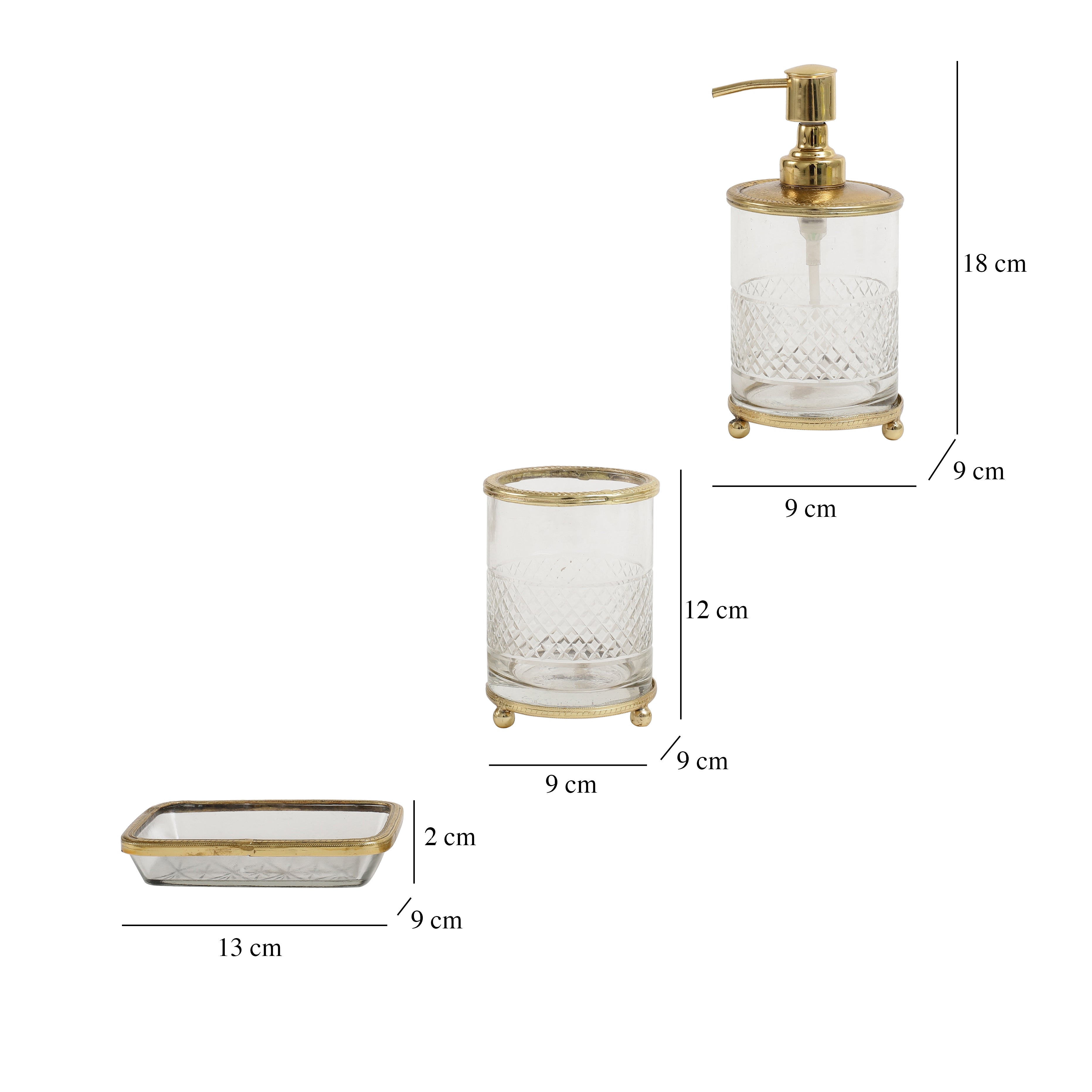 Blake Crystal Cut Bathroom set in Gold