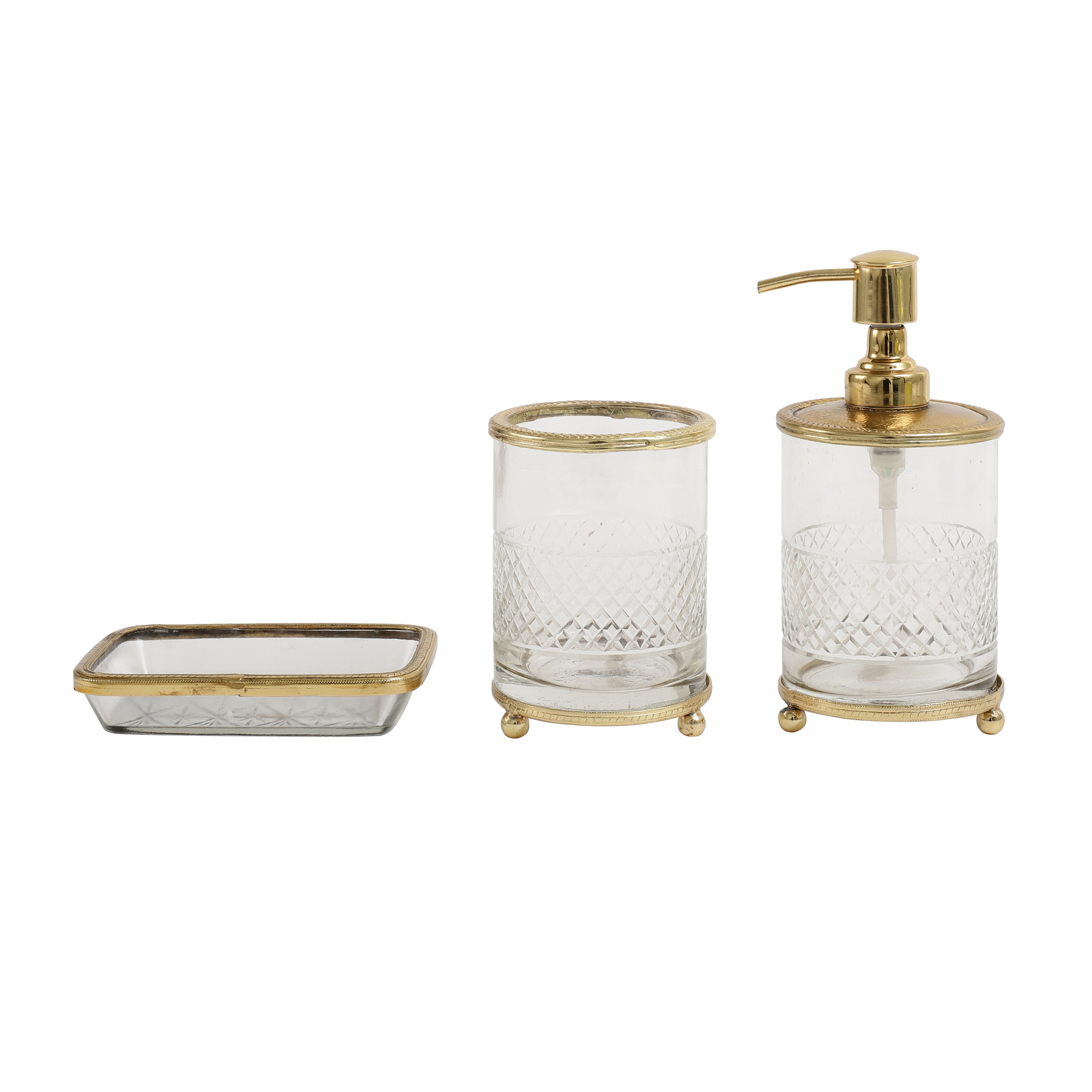 Blake Crystal Cut Bathroom set in Gold