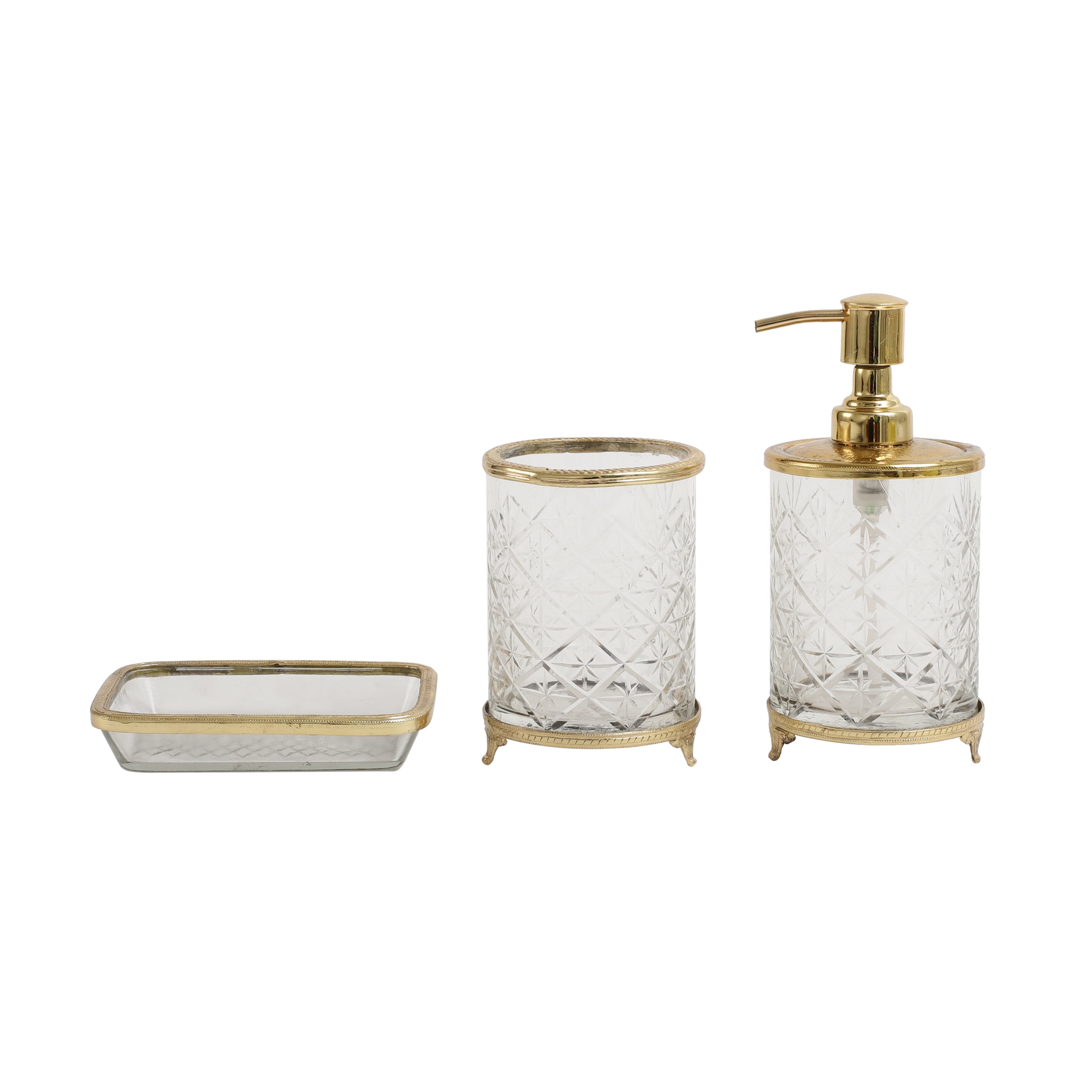 Blake Crystal Cut Bathroom set in Gold