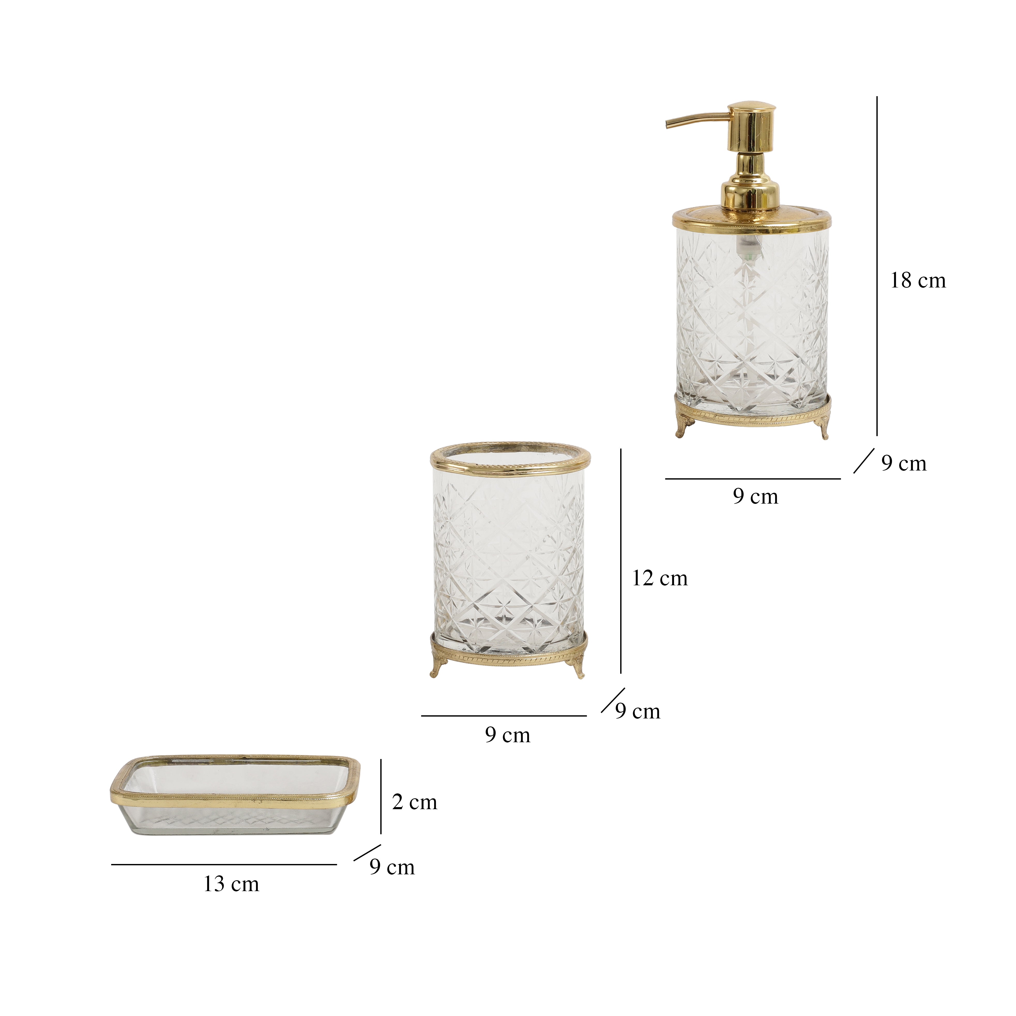 Blake Crystal Cut Bathroom set in Gold