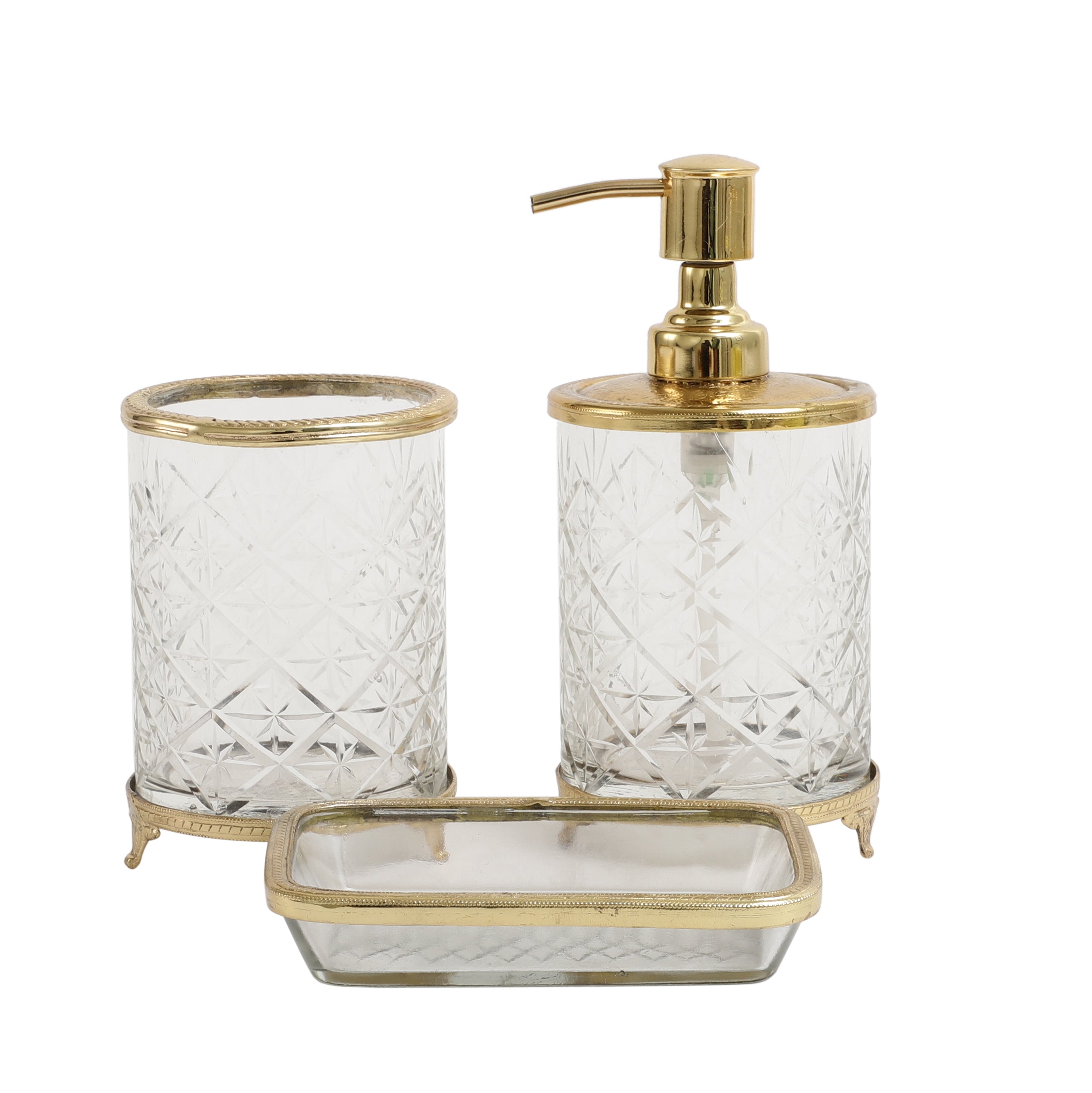 Blake Crystal Cut Bathroom set in Gold