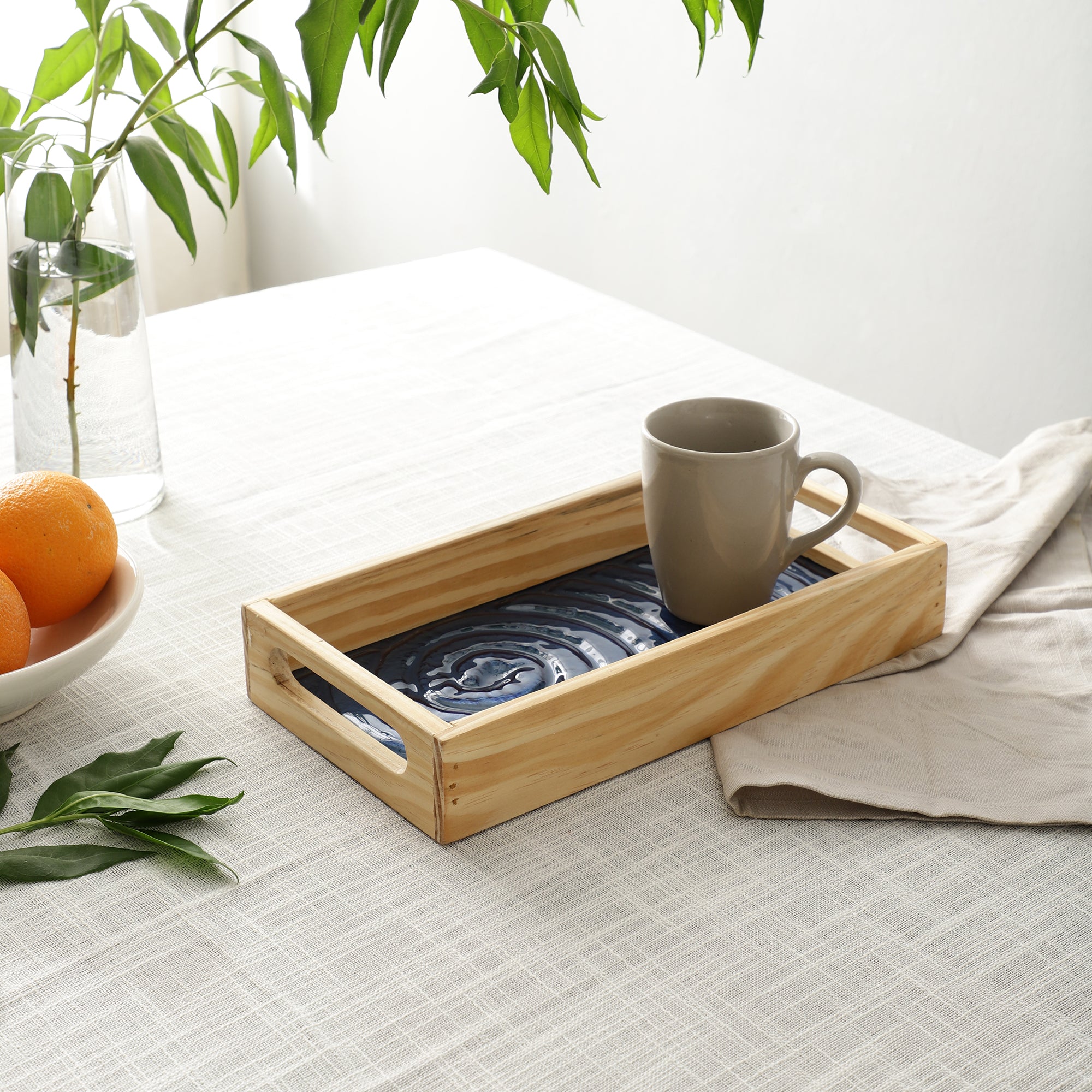Duran Blue Spiral Glass Tray - Small Size - OUCHCART