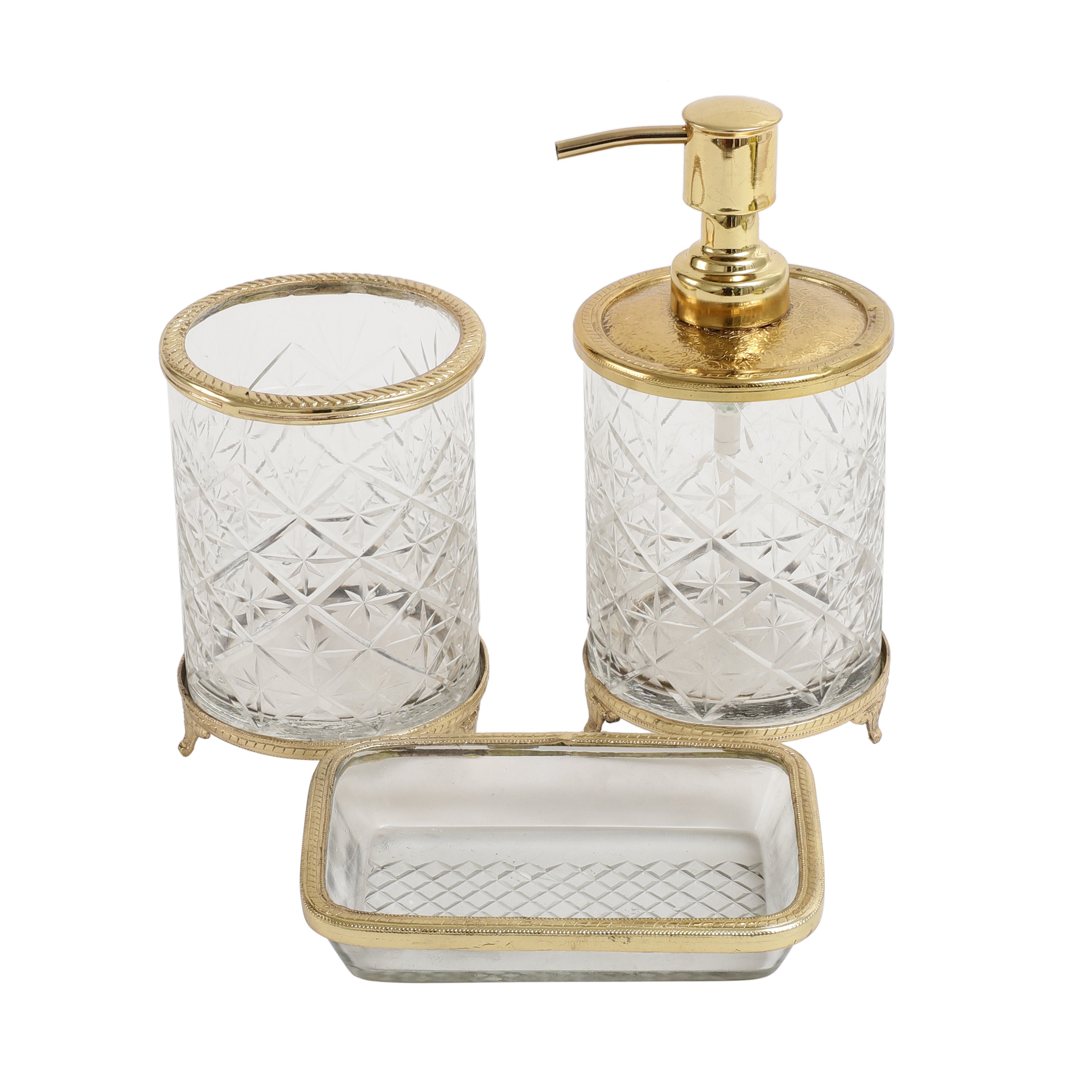 Blake Crystal Cut Bathroom set in Gold