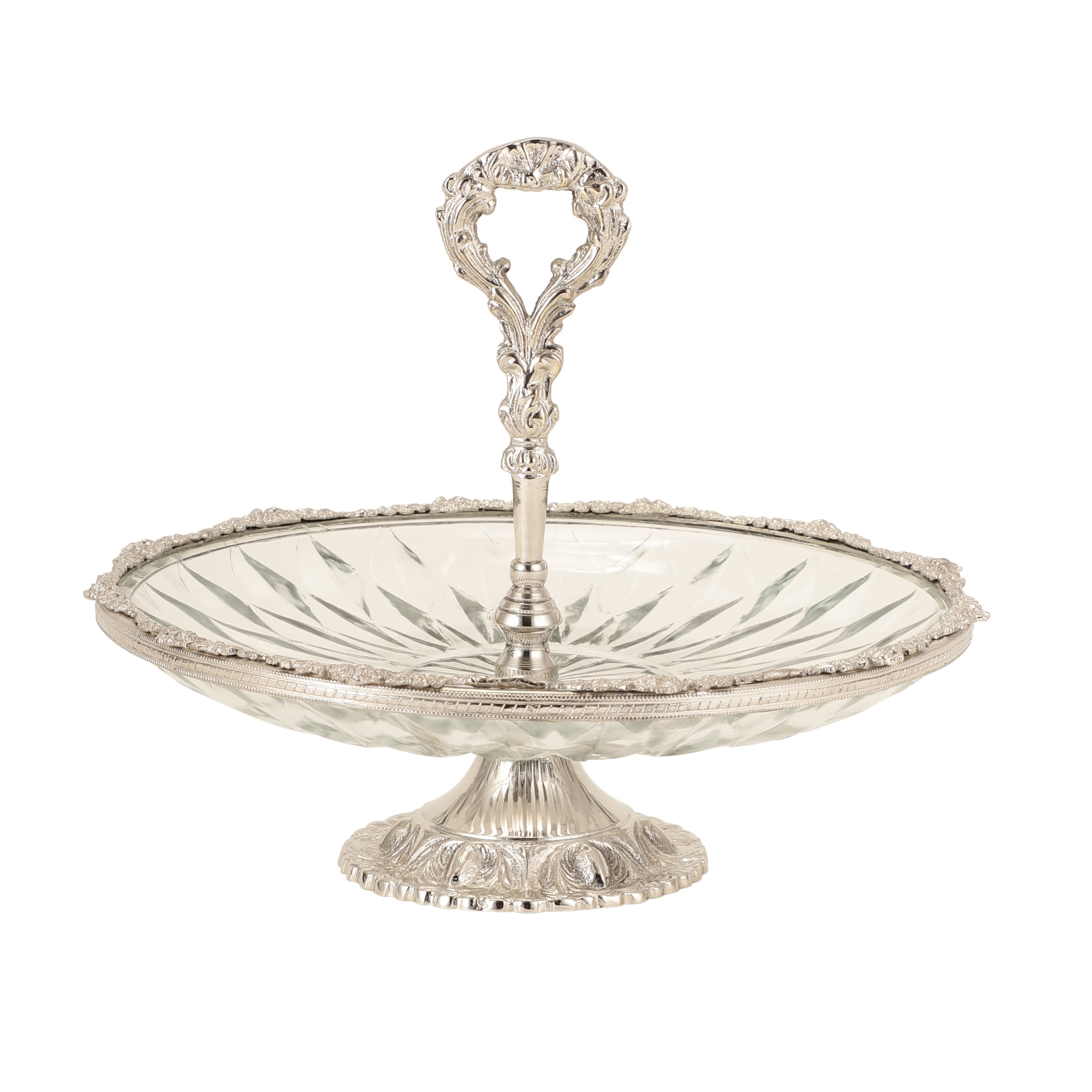 Spearhead Crystal Cake Stand in Silver