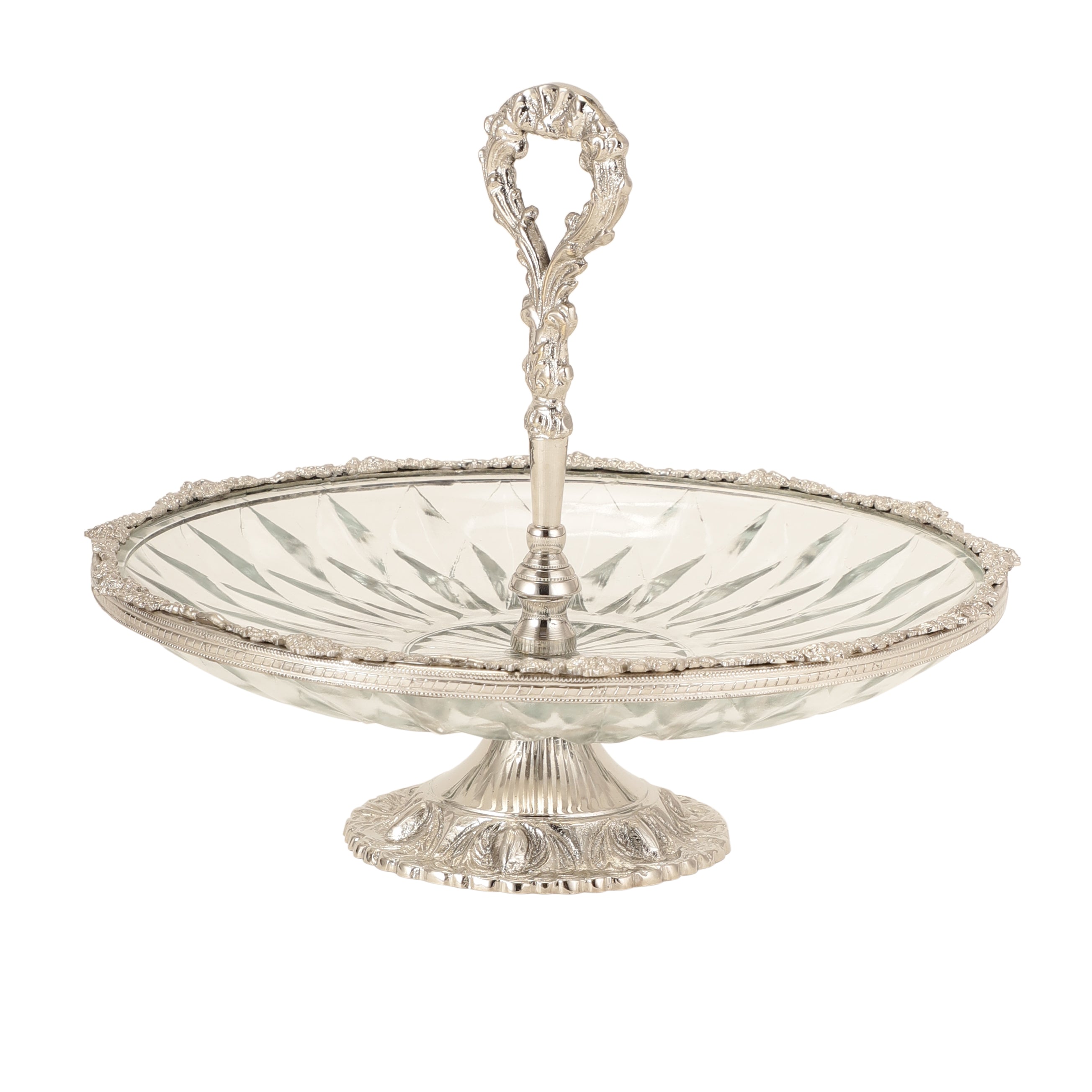 Spearhead Crystal Cake Stand in Silver