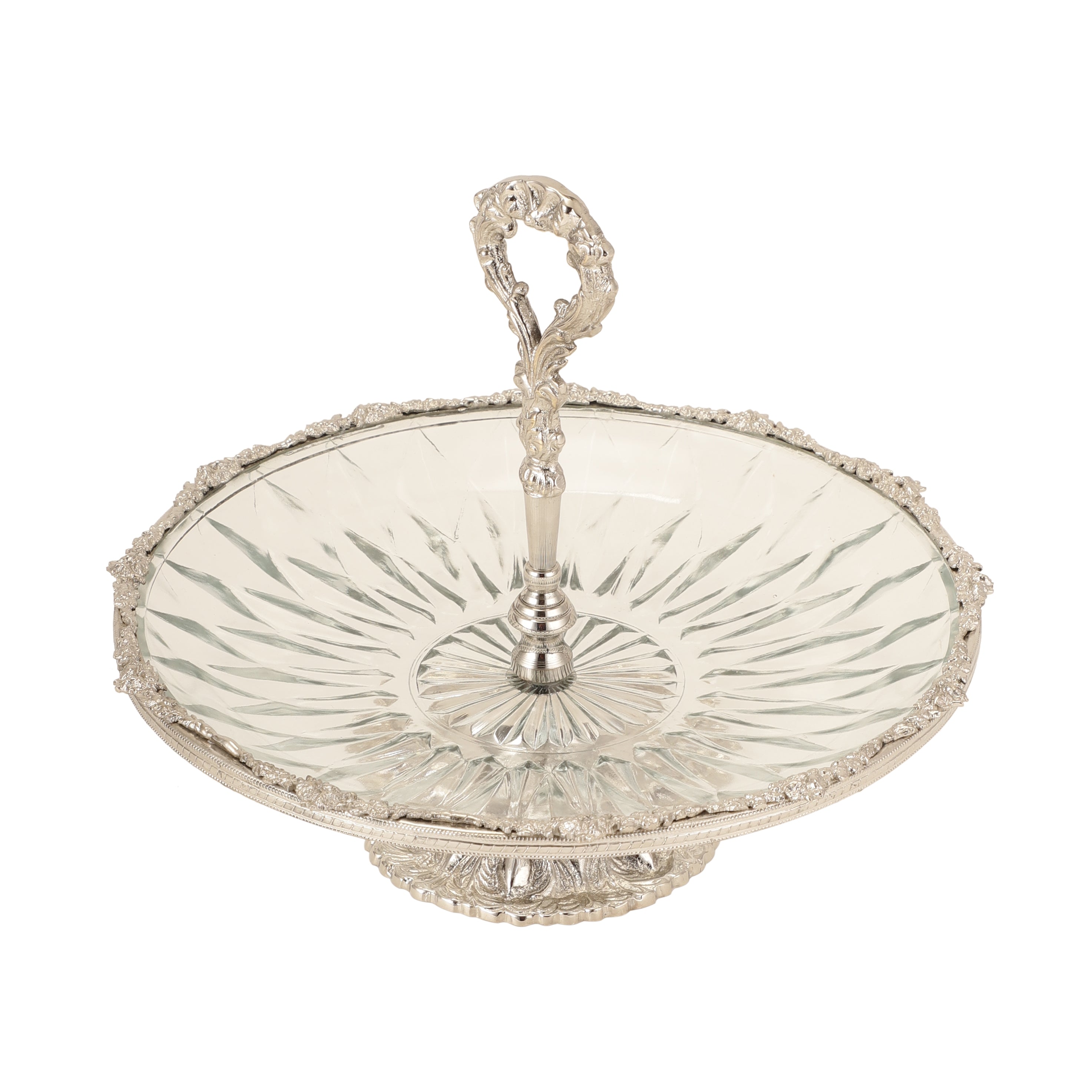 Spearhead Crystal Cake Stand in Silver