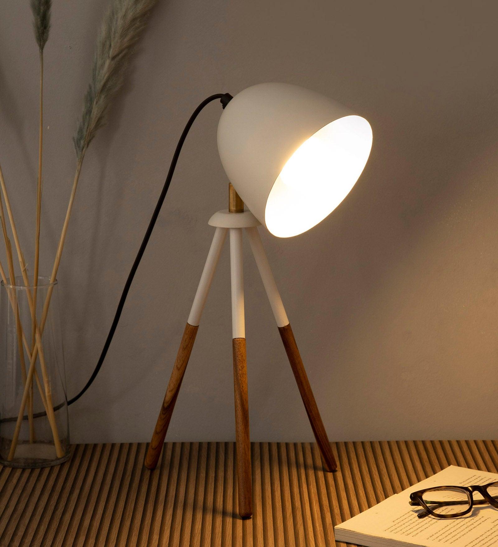 Teak Bud Desk Lamp White - Ouch Cart 