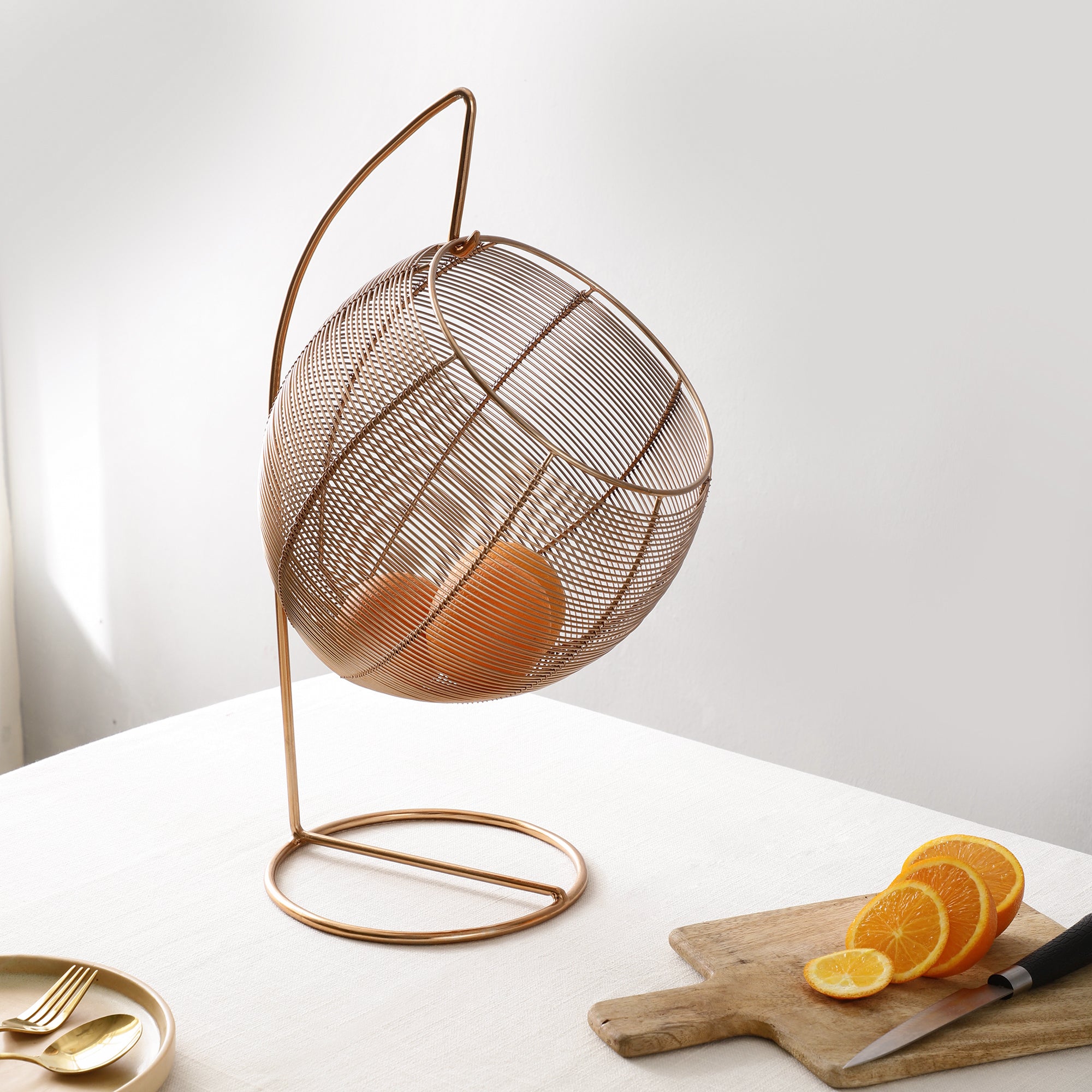 Skye's Fruit & Bread Basket in copper finish