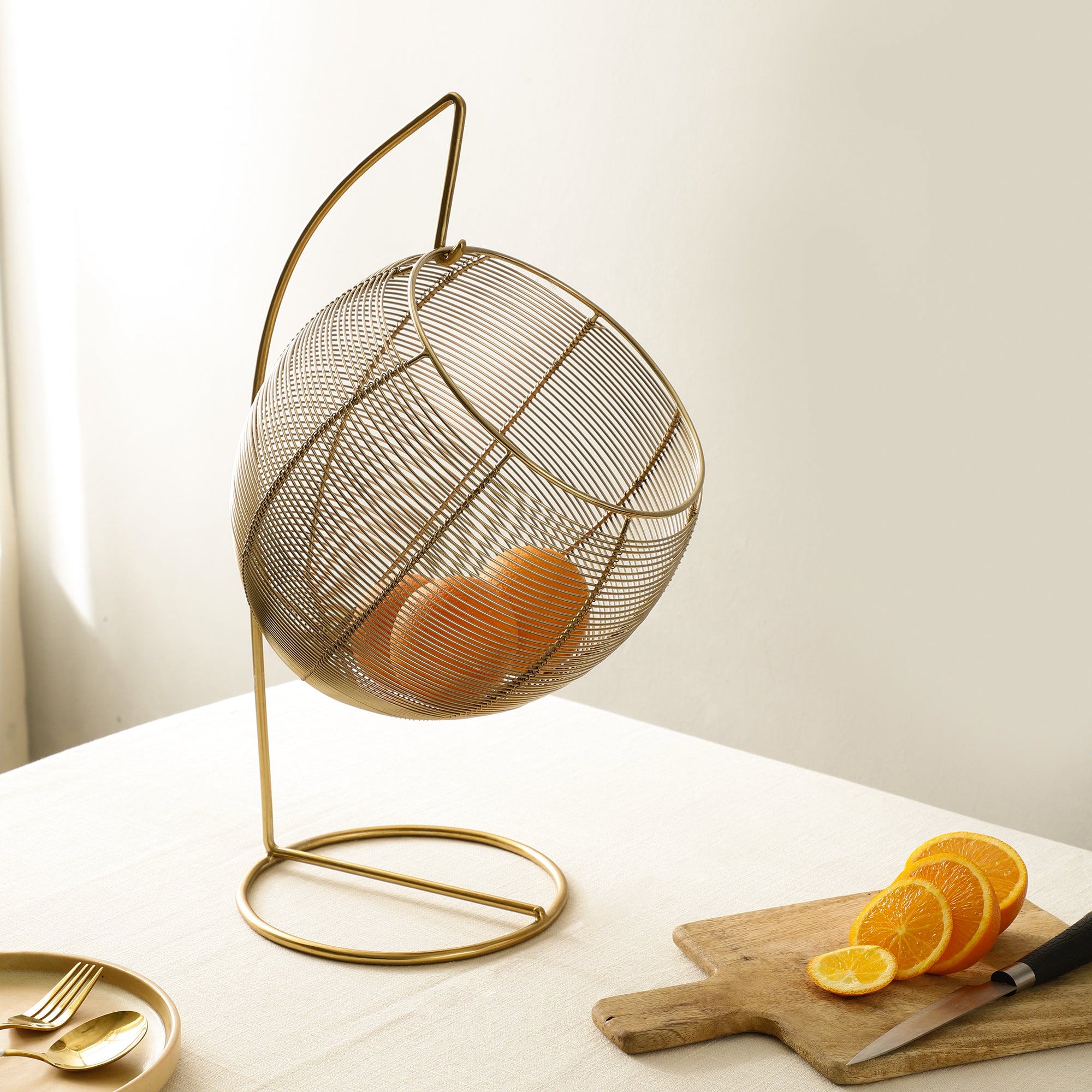 Skye's Fruit & Bread Basket in Gold finish