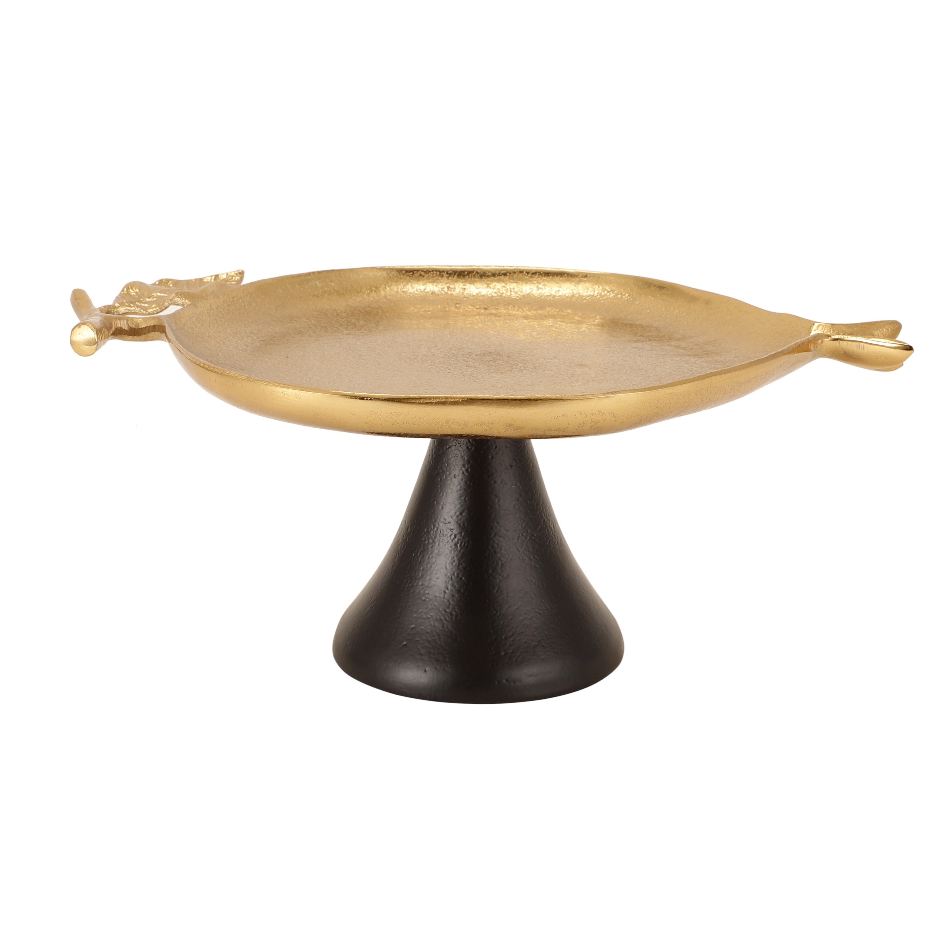 Pomegranate Metal Platter in Gold Black