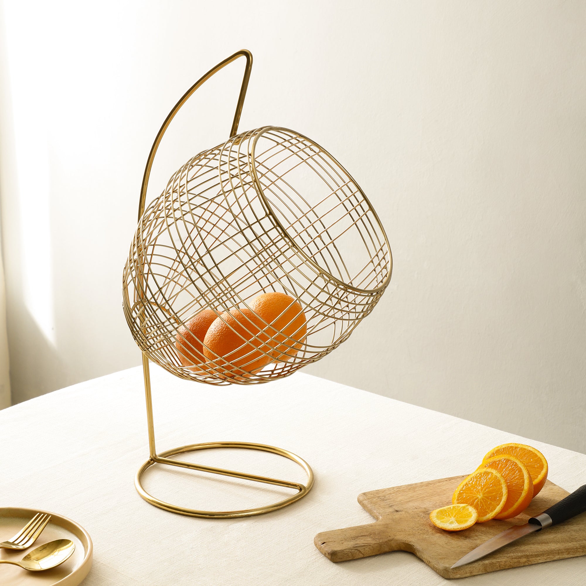 Abby's Fruit & Bread Basket in Gold finish