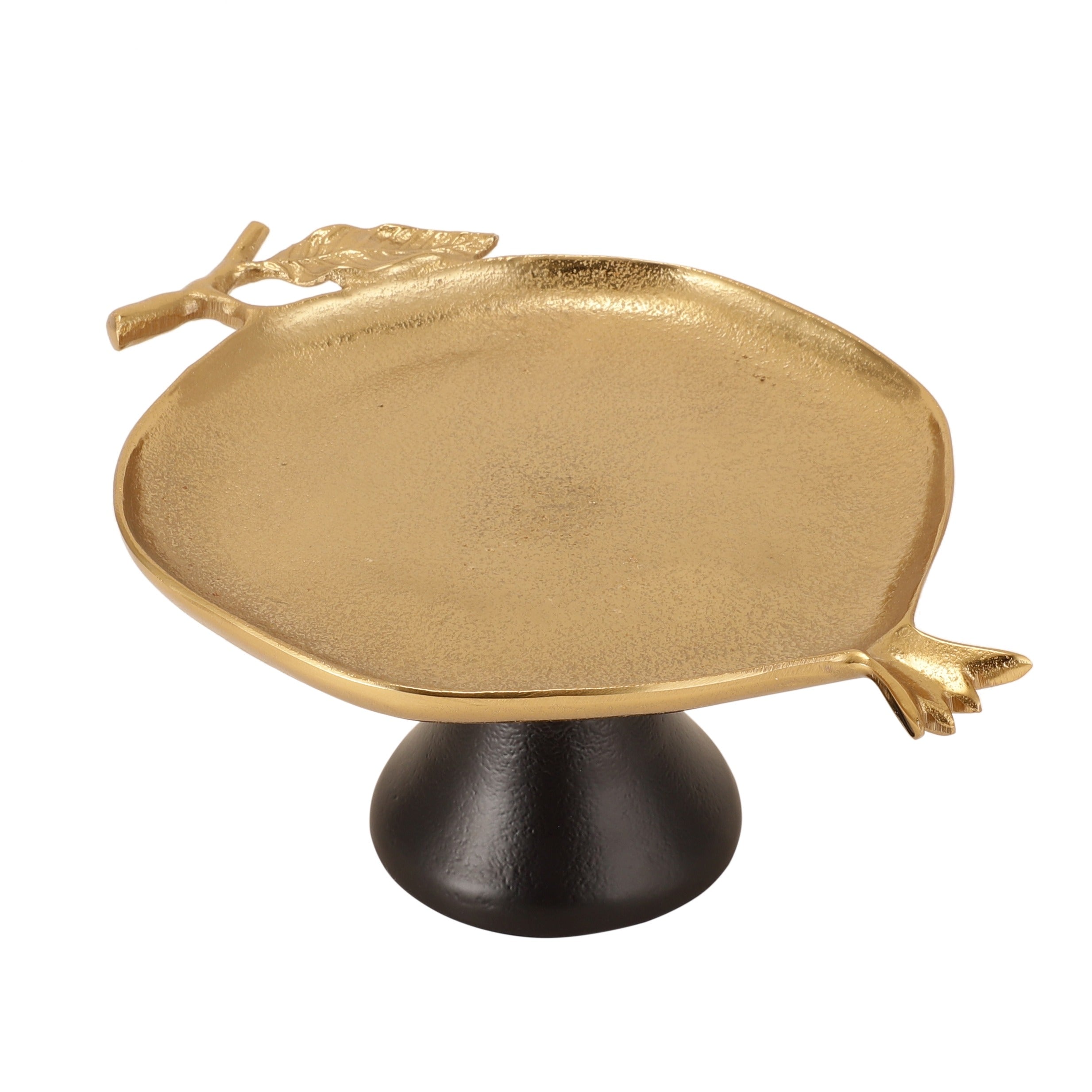 Pomegranate Metal Platter in Gold Black