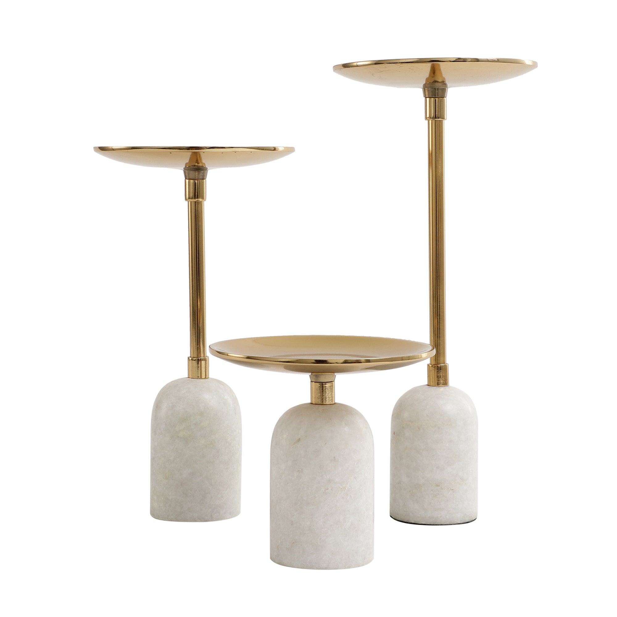 Marble Pri Pillar Candle Gold Set