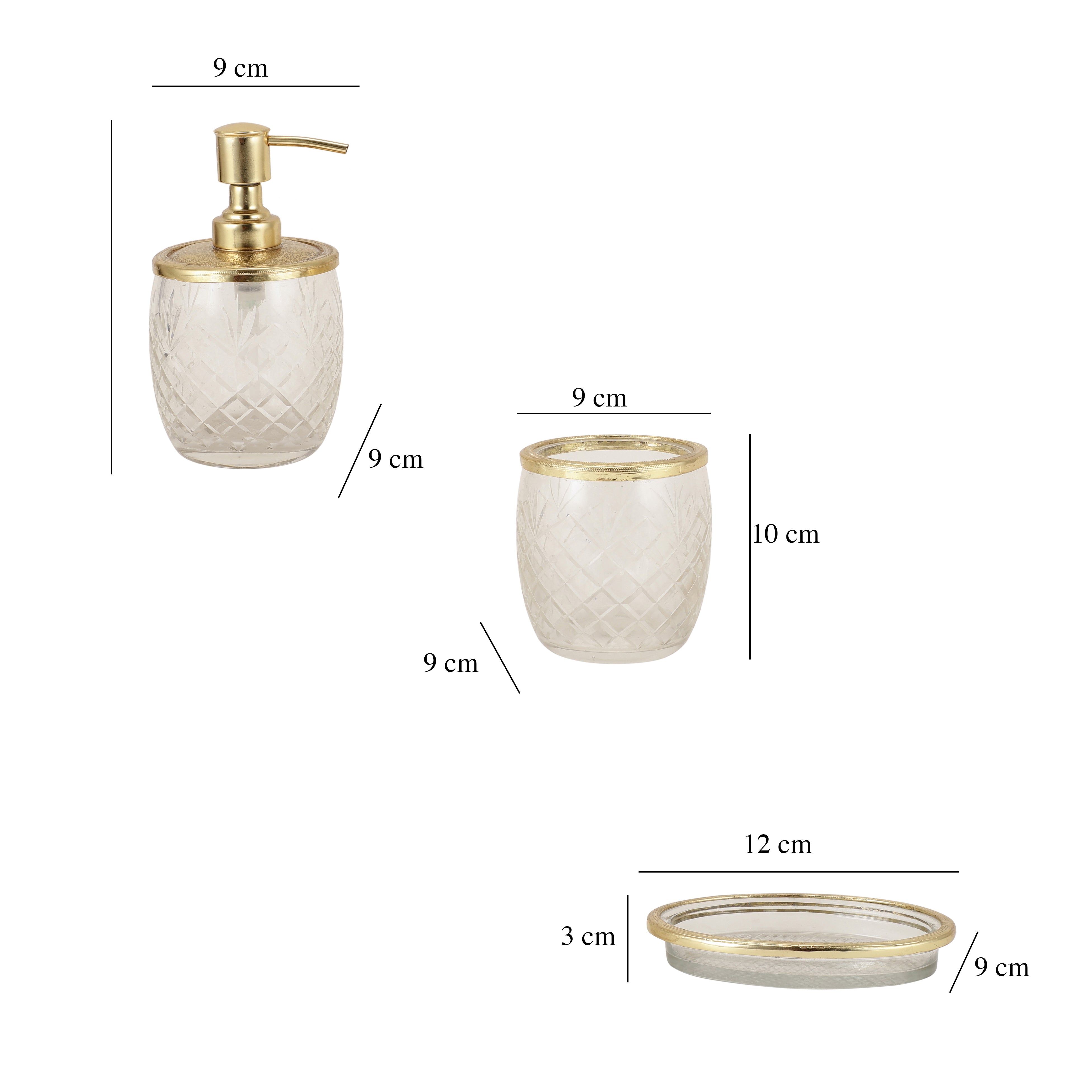 Olivia Daimond Crystal Cut bathroom set in gold