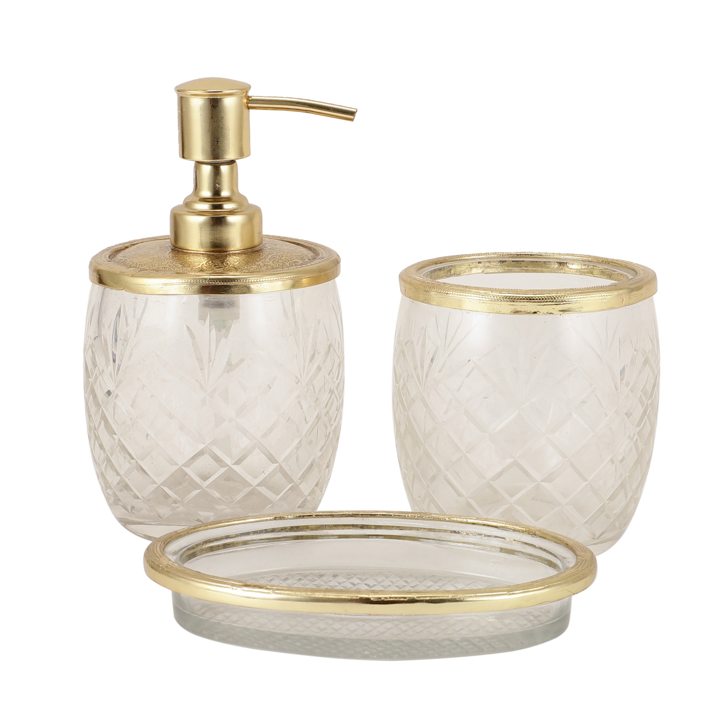 Astrid Crystal Cut Bathroom set in Gold