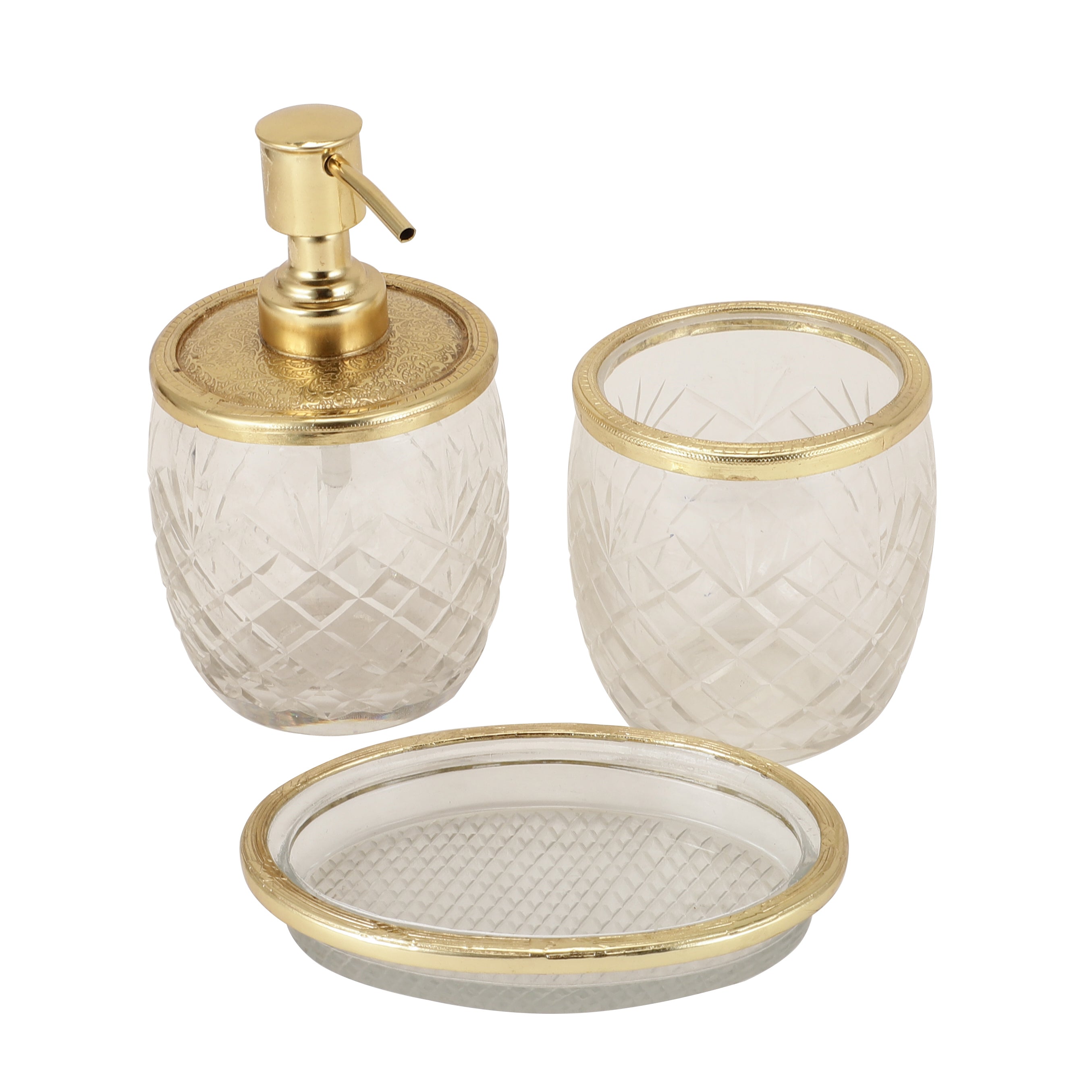 Astrid Crystal Cut Bathroom set in Gold