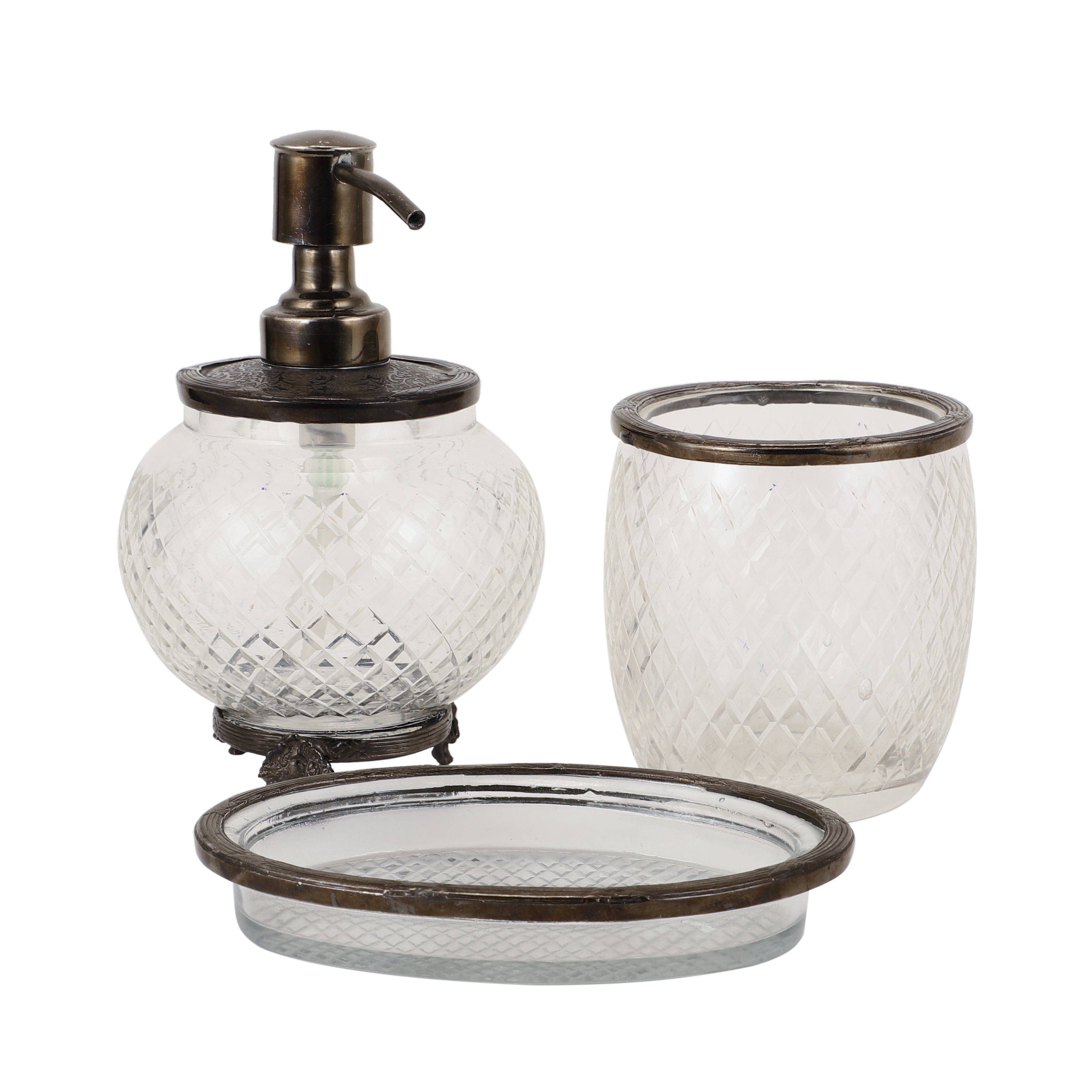 Olivia Daimond Crystal Cut bathroom set in Black