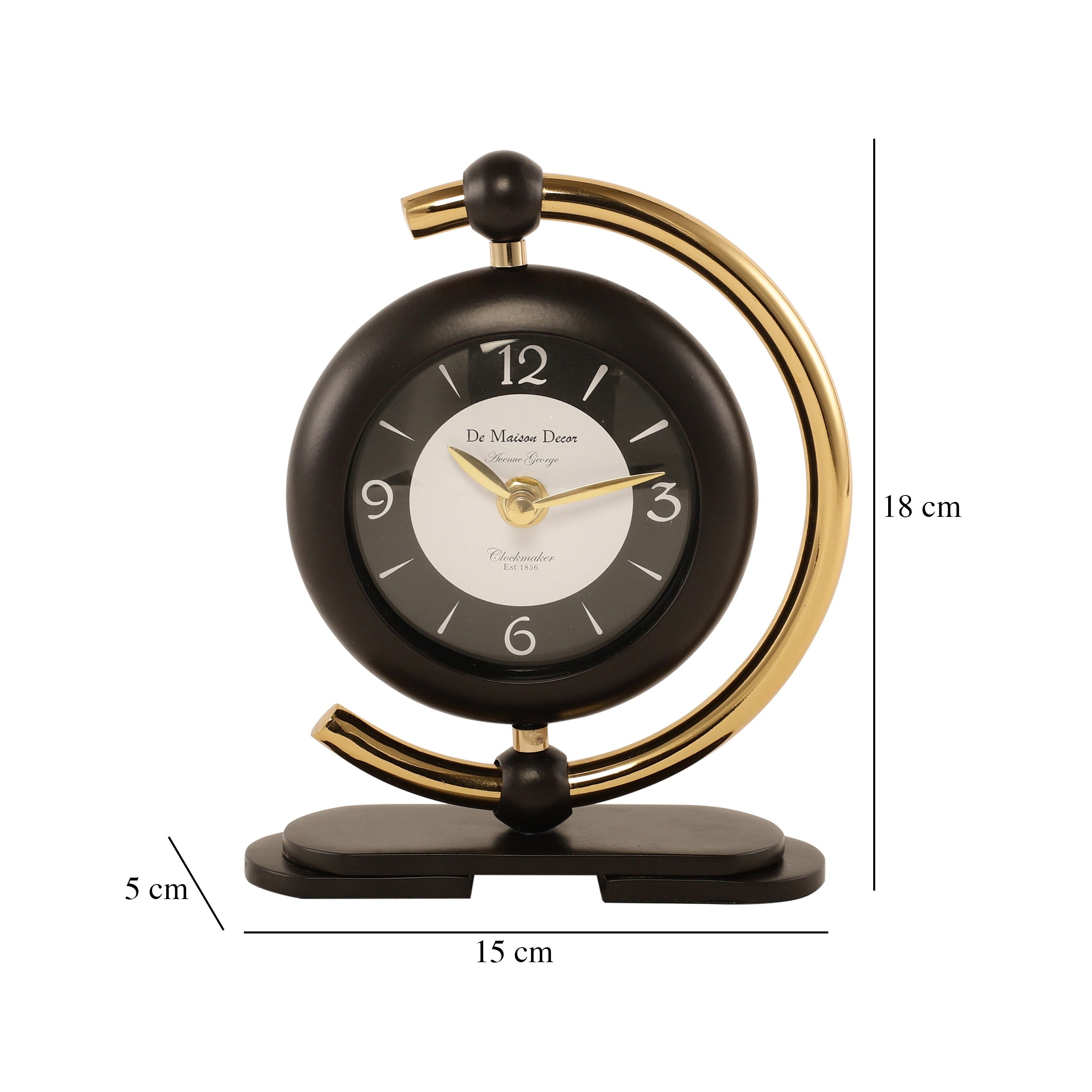 Aleksi 3 mini clock in black and gold