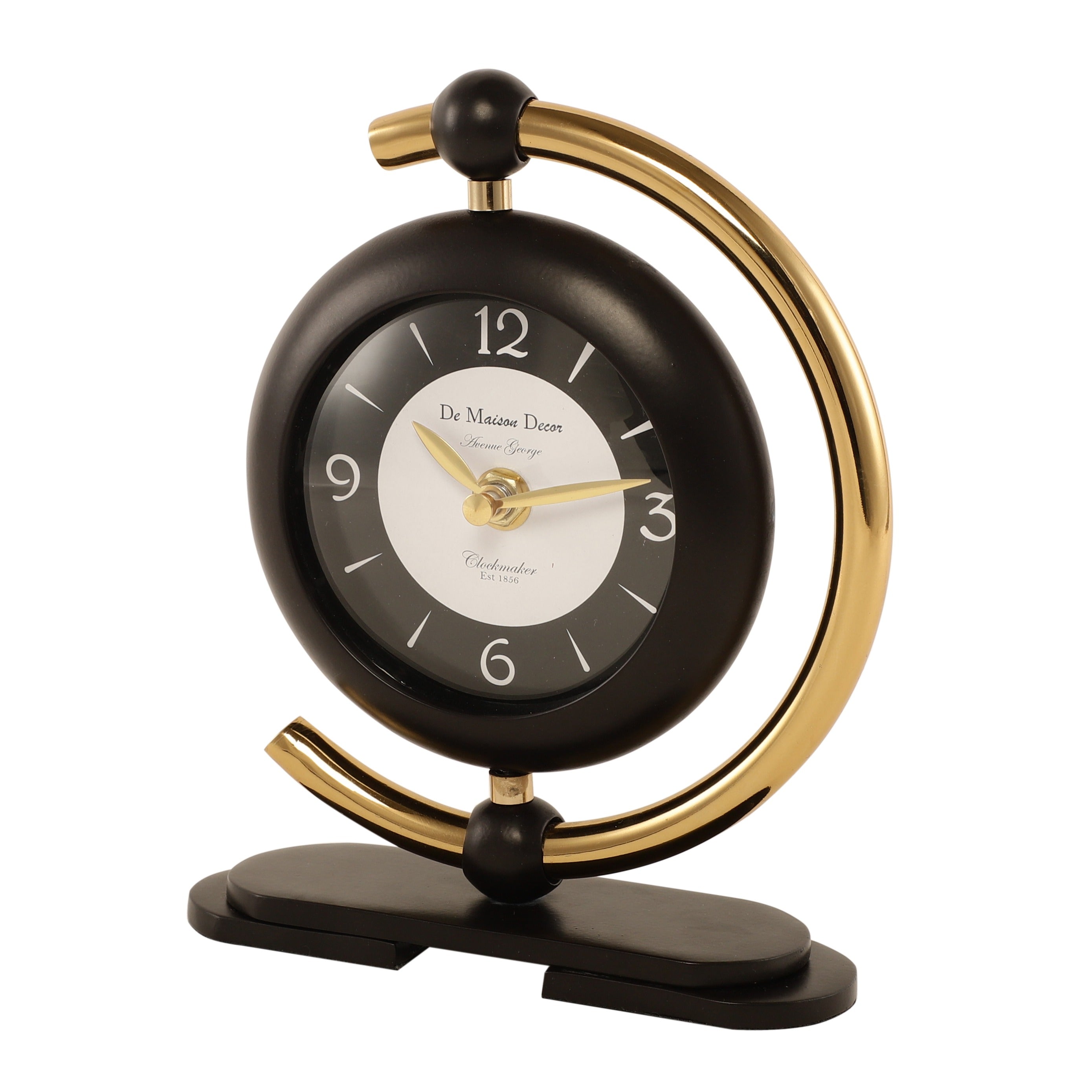 Aleksi 3 mini clock in black and gold