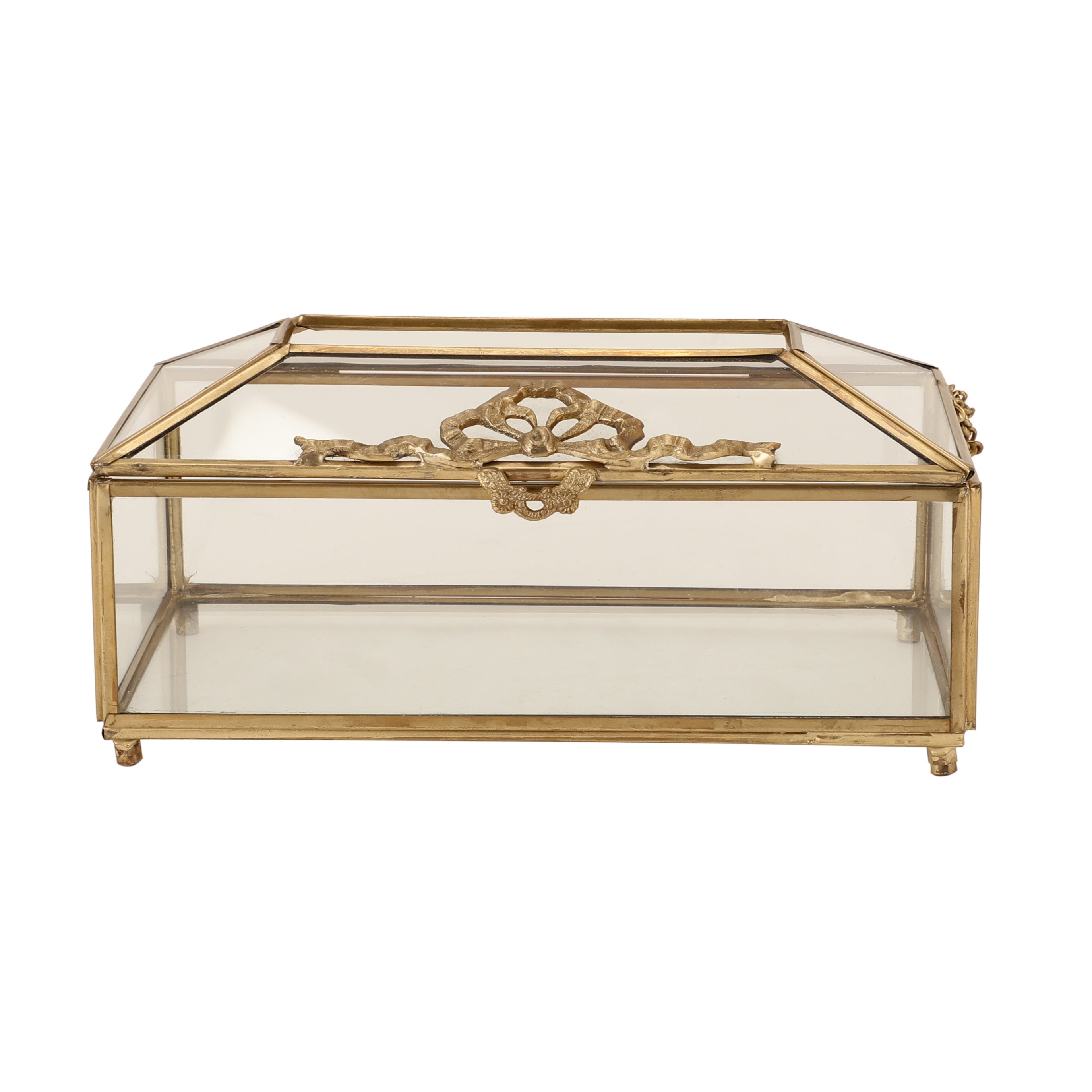 Royal Crown Brass & Glass Napkin Box