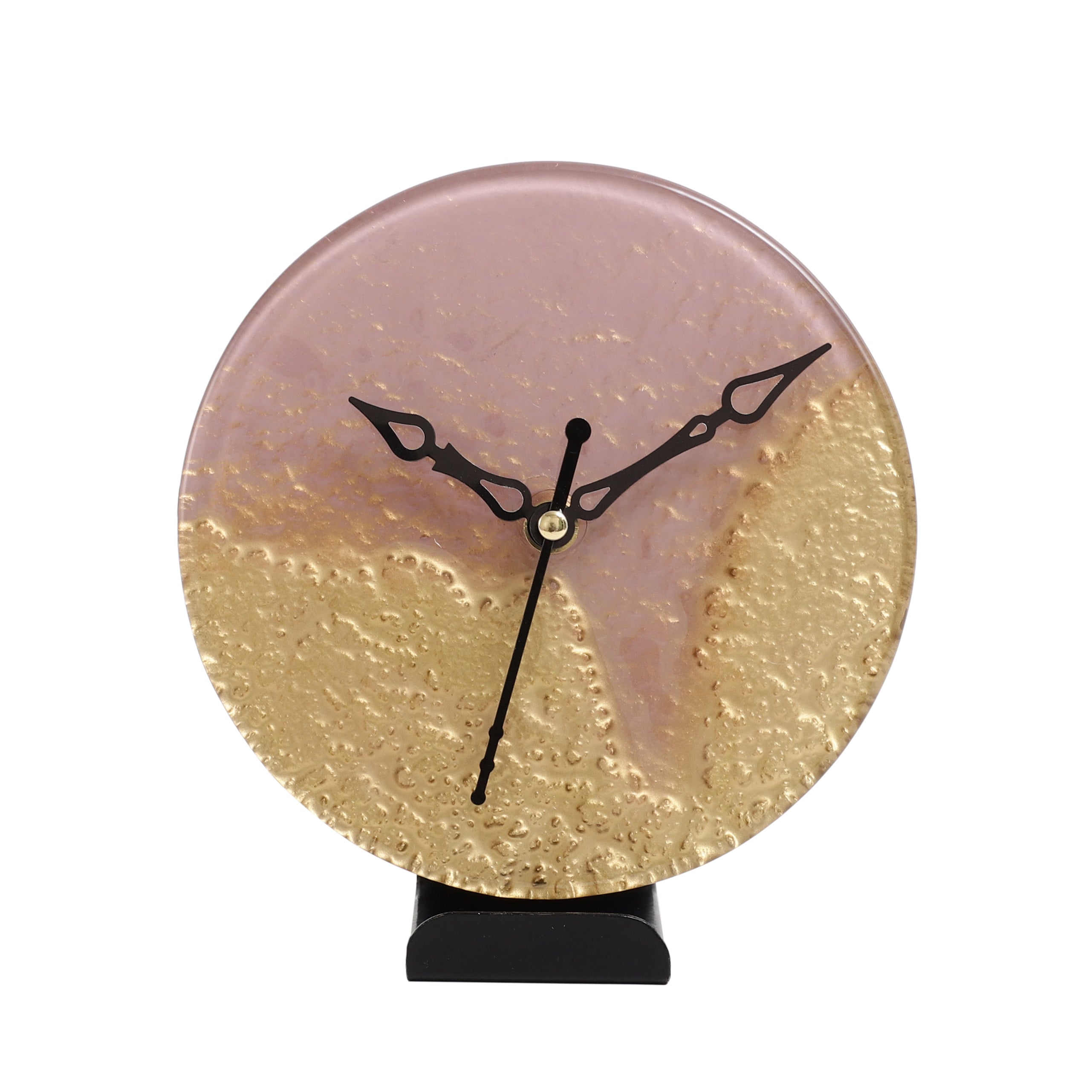 Rhea Glass Embossed Table Clock