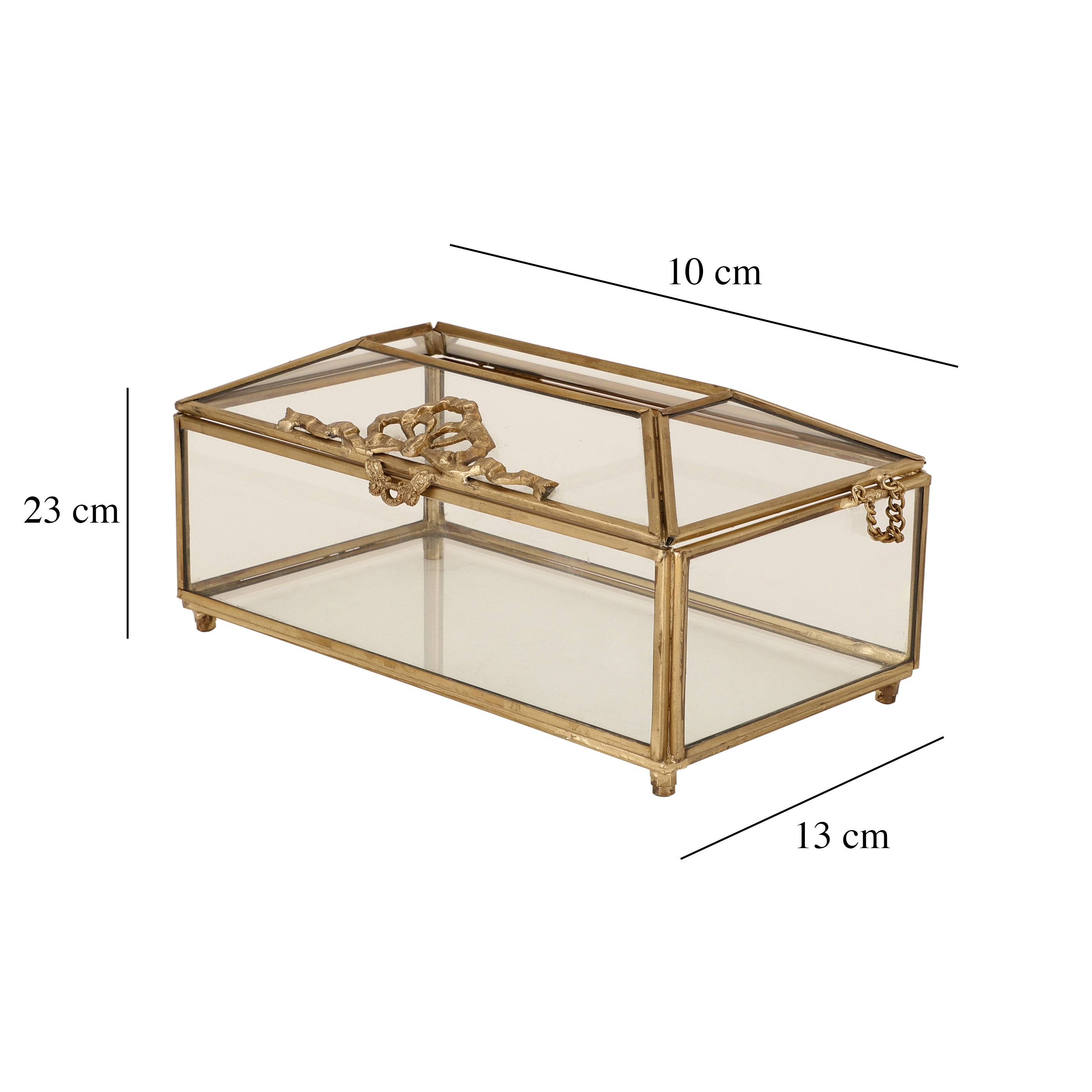 Royal Crown Brass & Glass Napkin Box