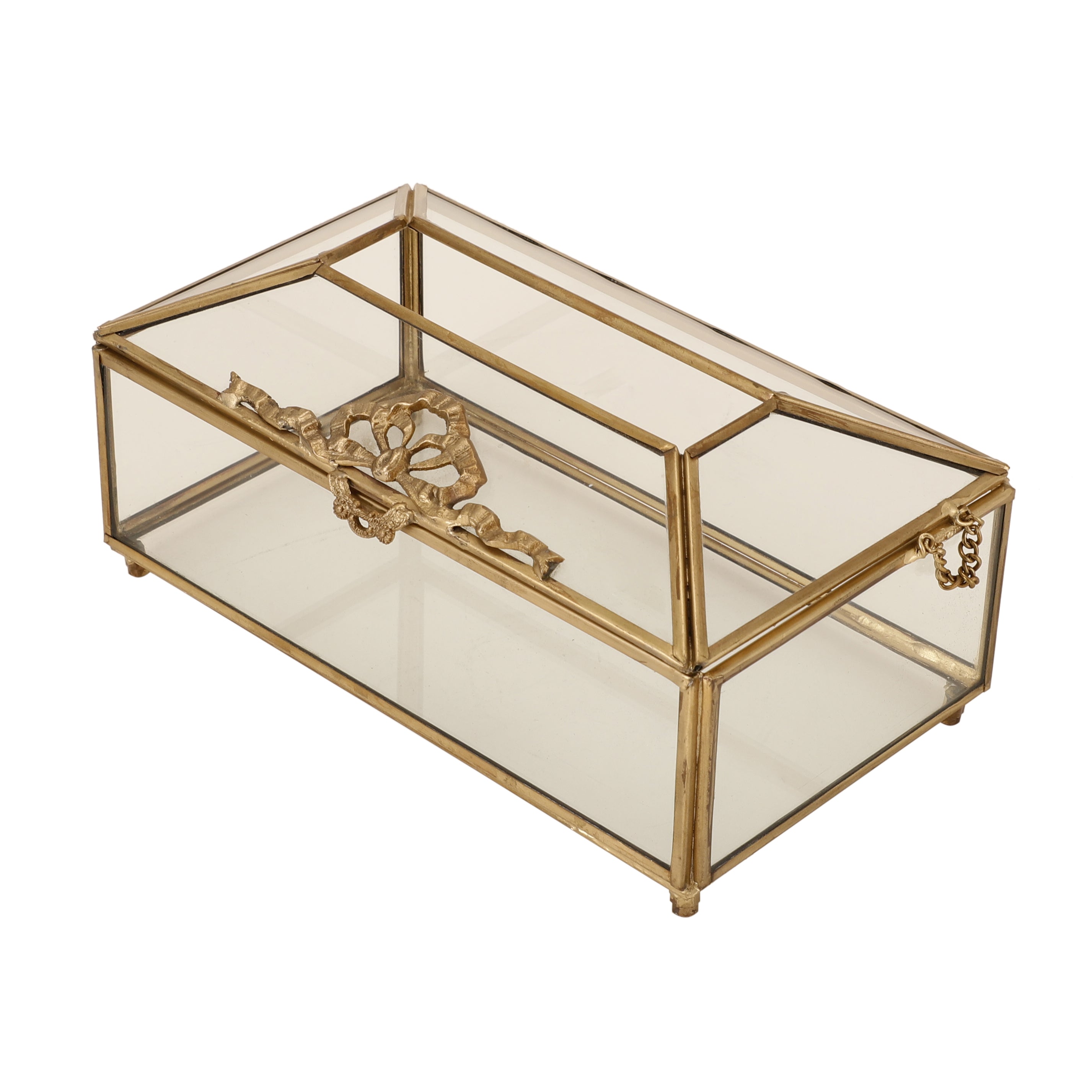 Royal Crown Brass & Glass Napkin Box