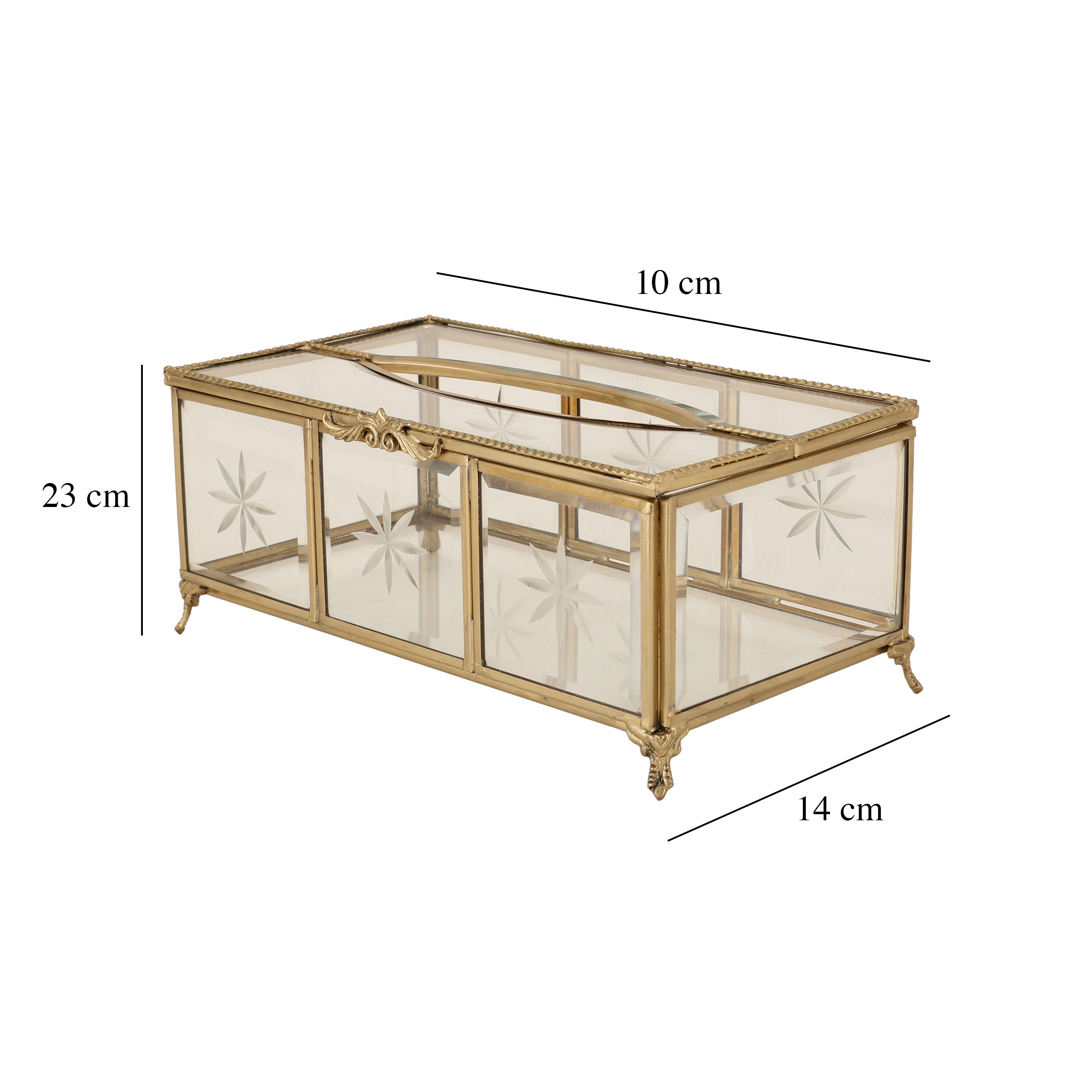 Starlight Glass and Brass Napkin Box