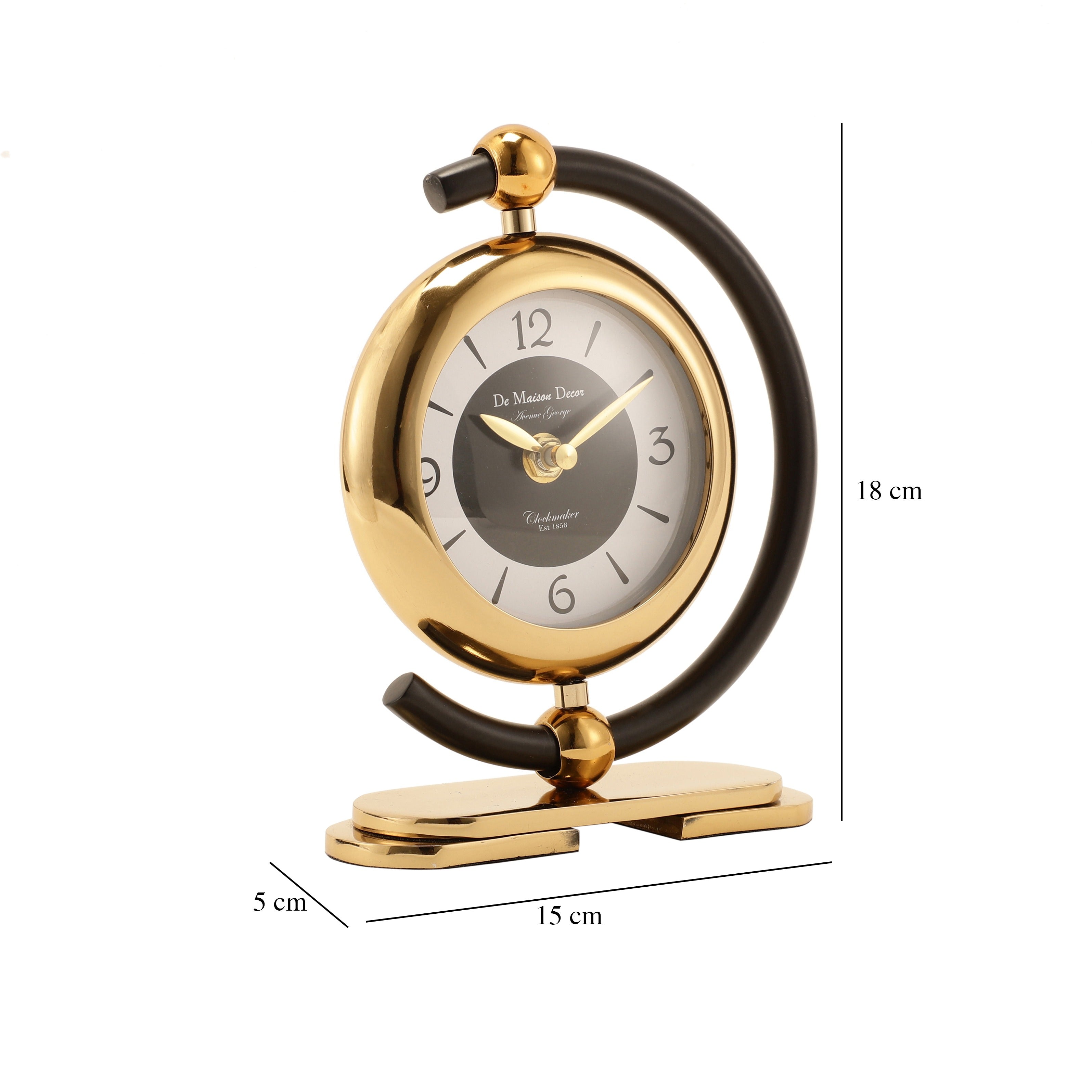 Aleksi 3 mini clock in black and gold