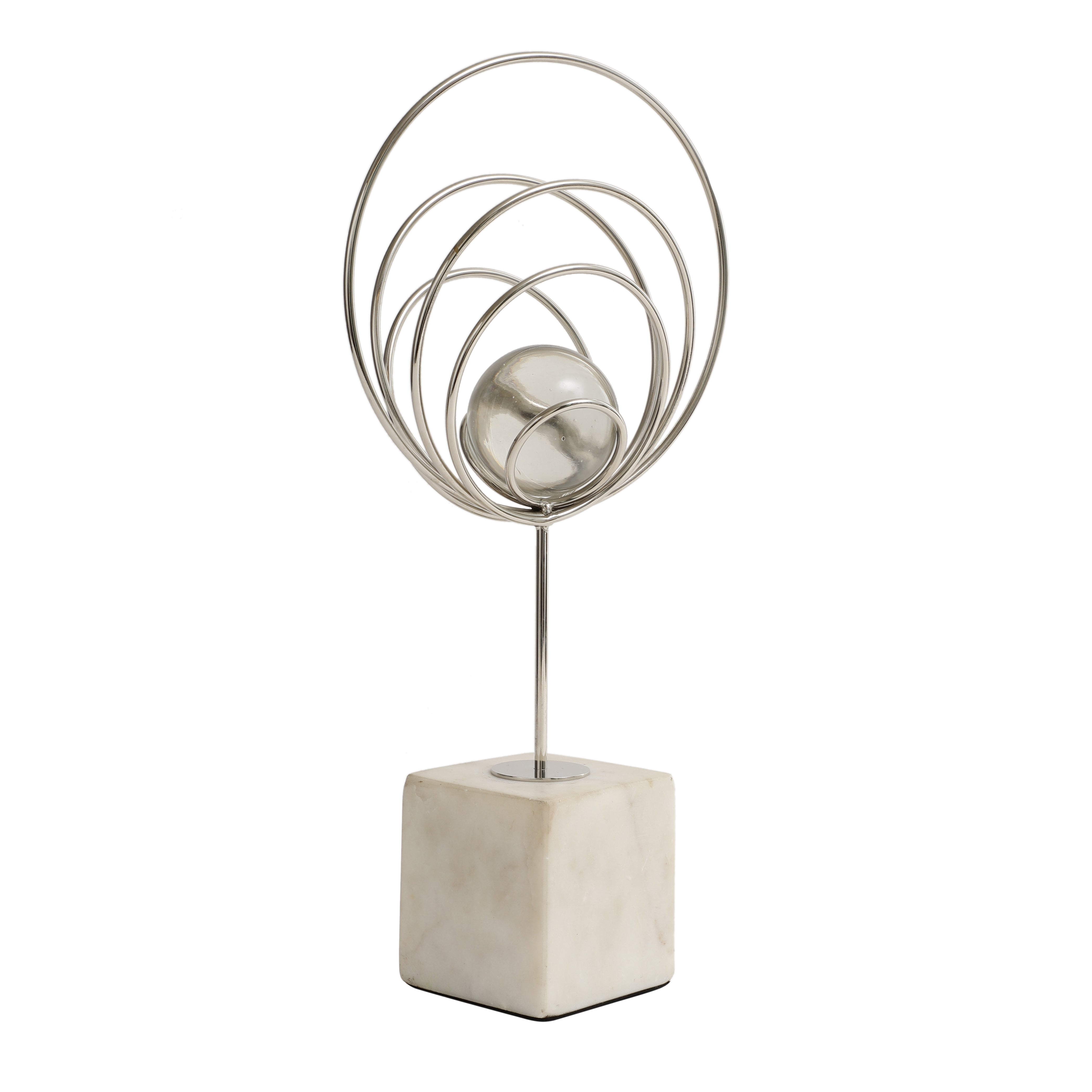 Aurora Silver Rings Crystal Ball Sculpture