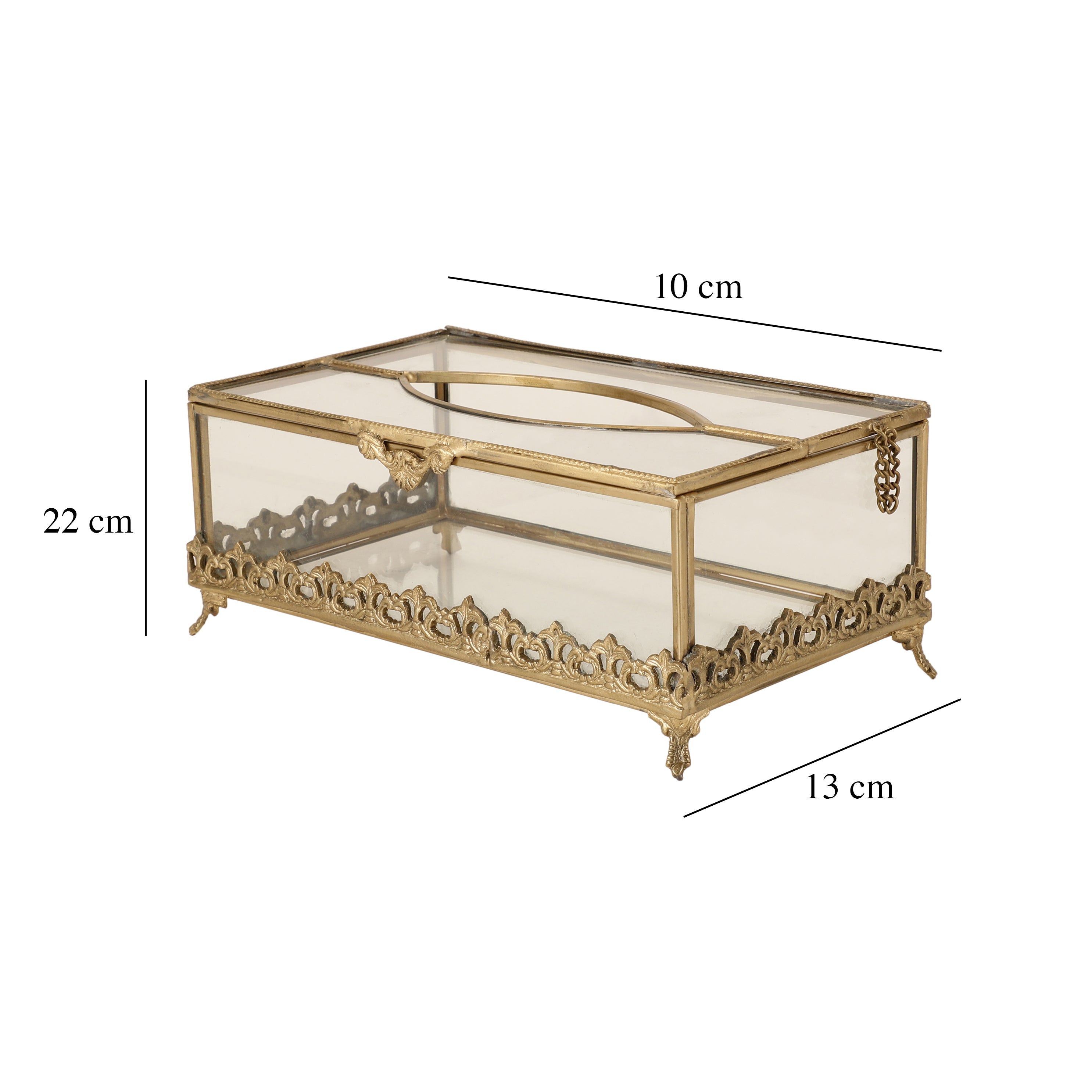 Floral Scroll Brass Napkin Box