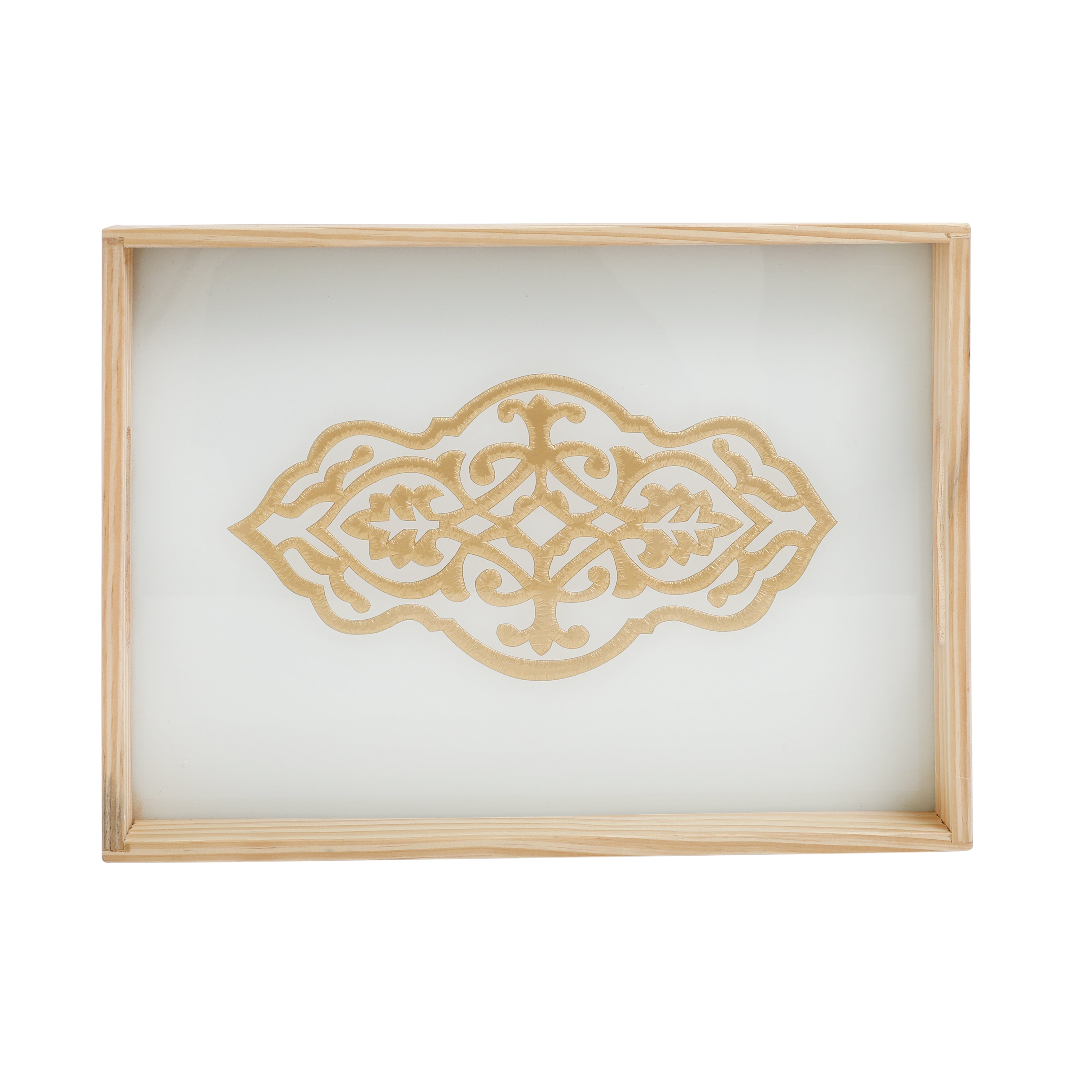 Zamora White Embossed Glass Tray - small size