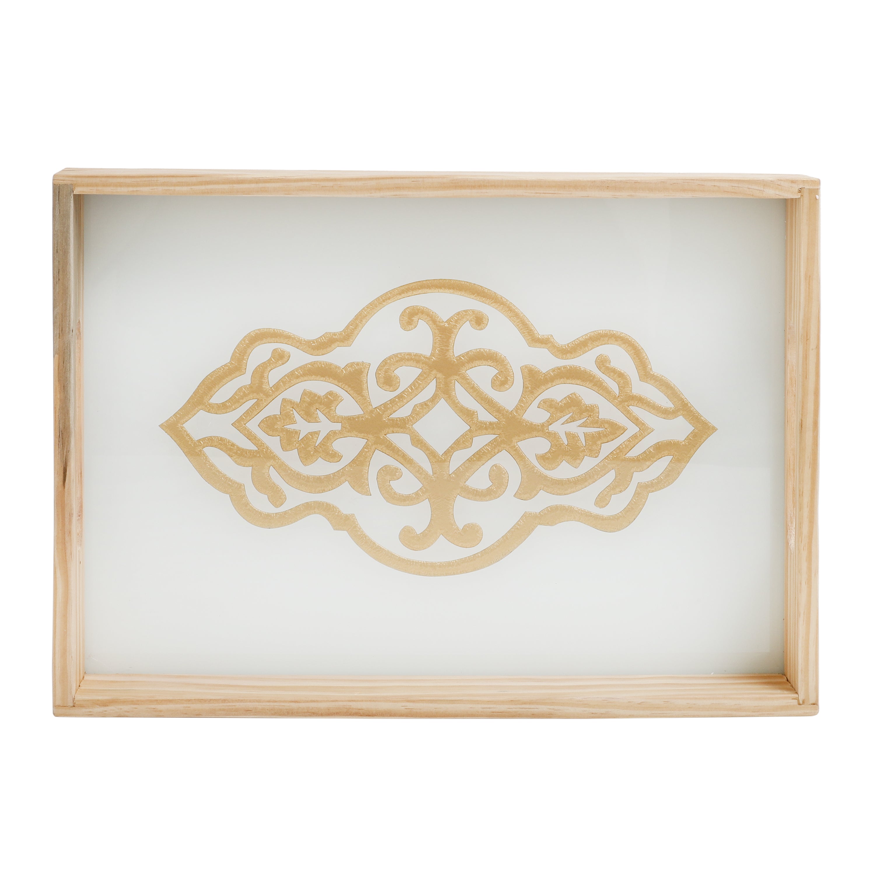 Zamora White Embossed Glass Tray - small size