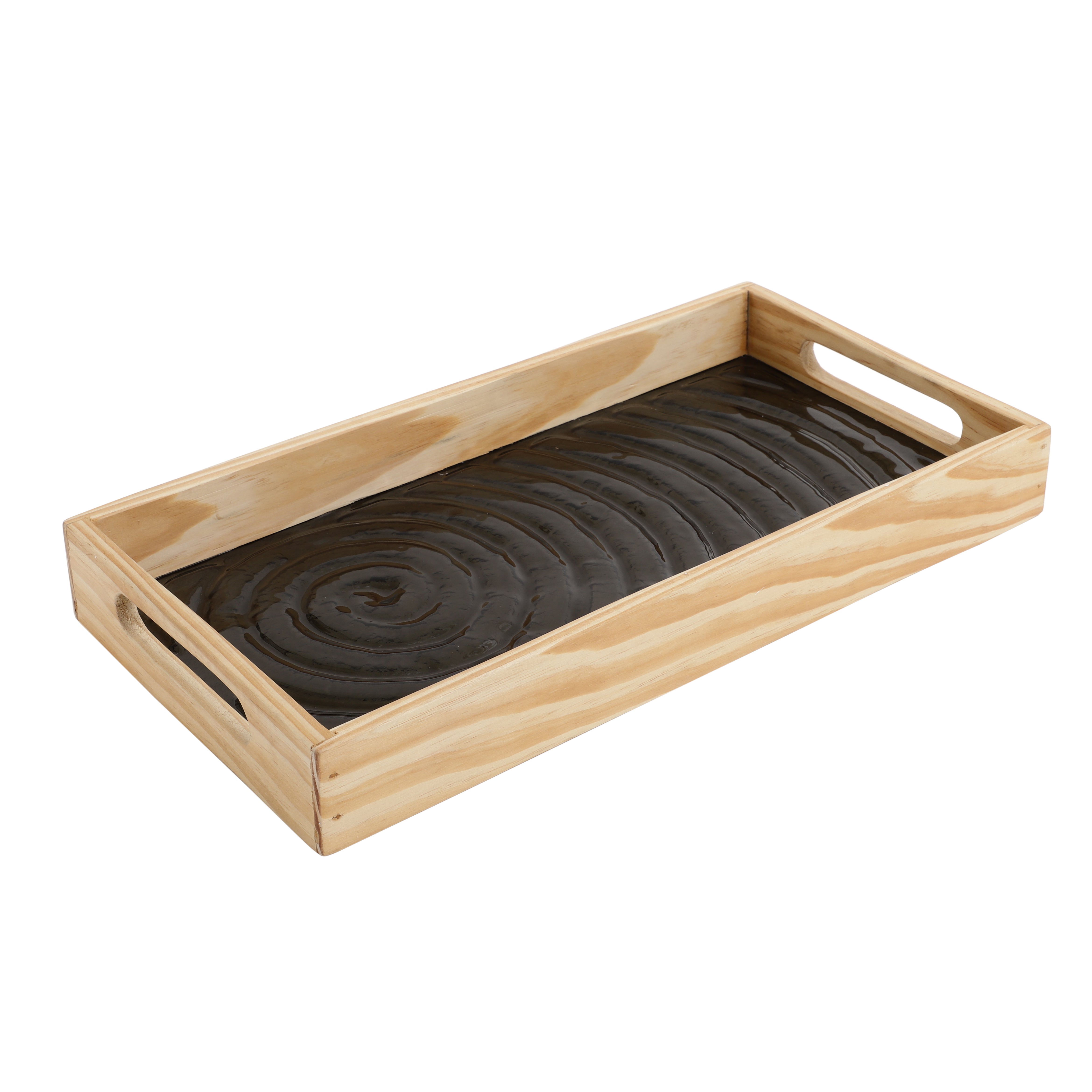 Duran Black Spiral Glass Tray