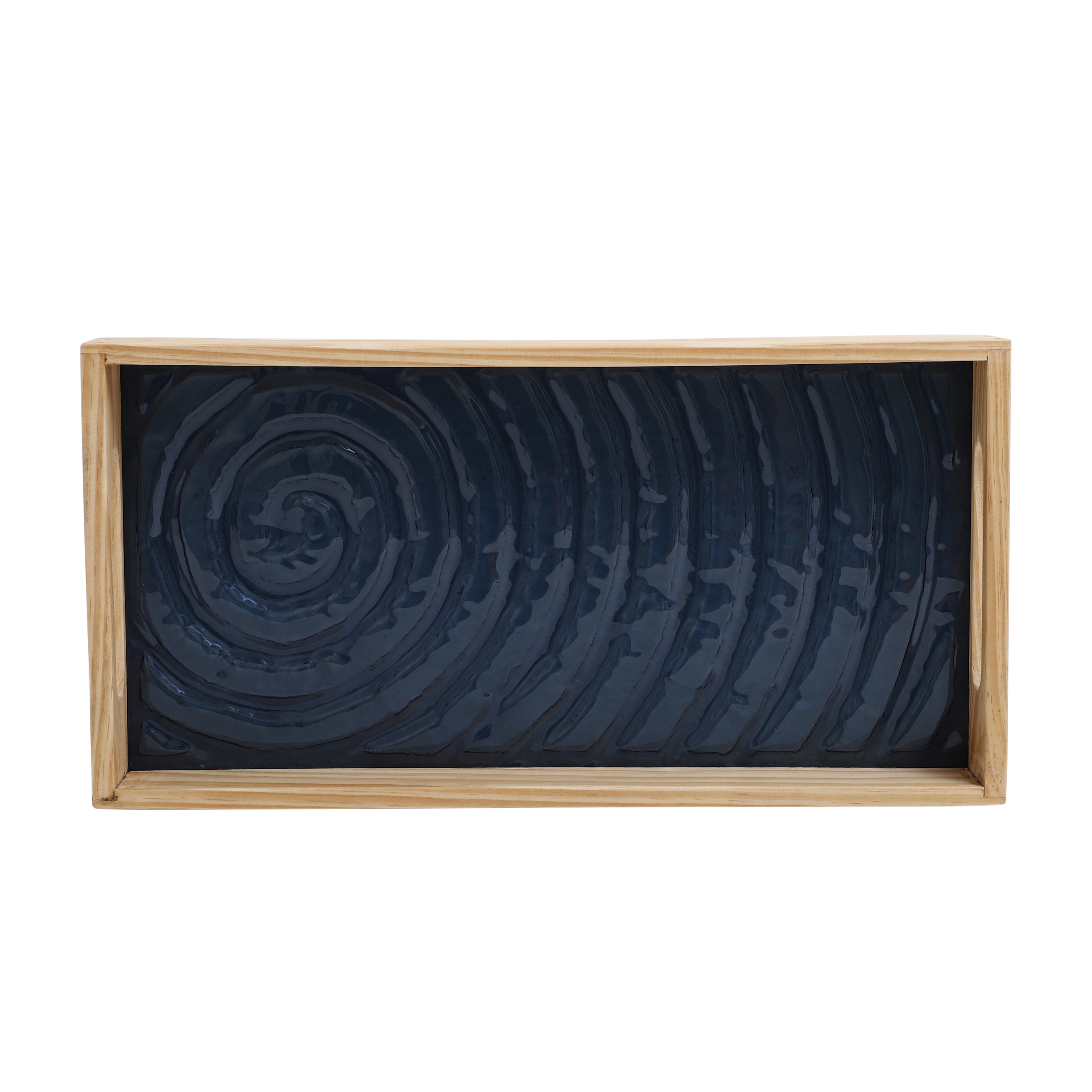 Duran Blue Spiral Glass Tray Set