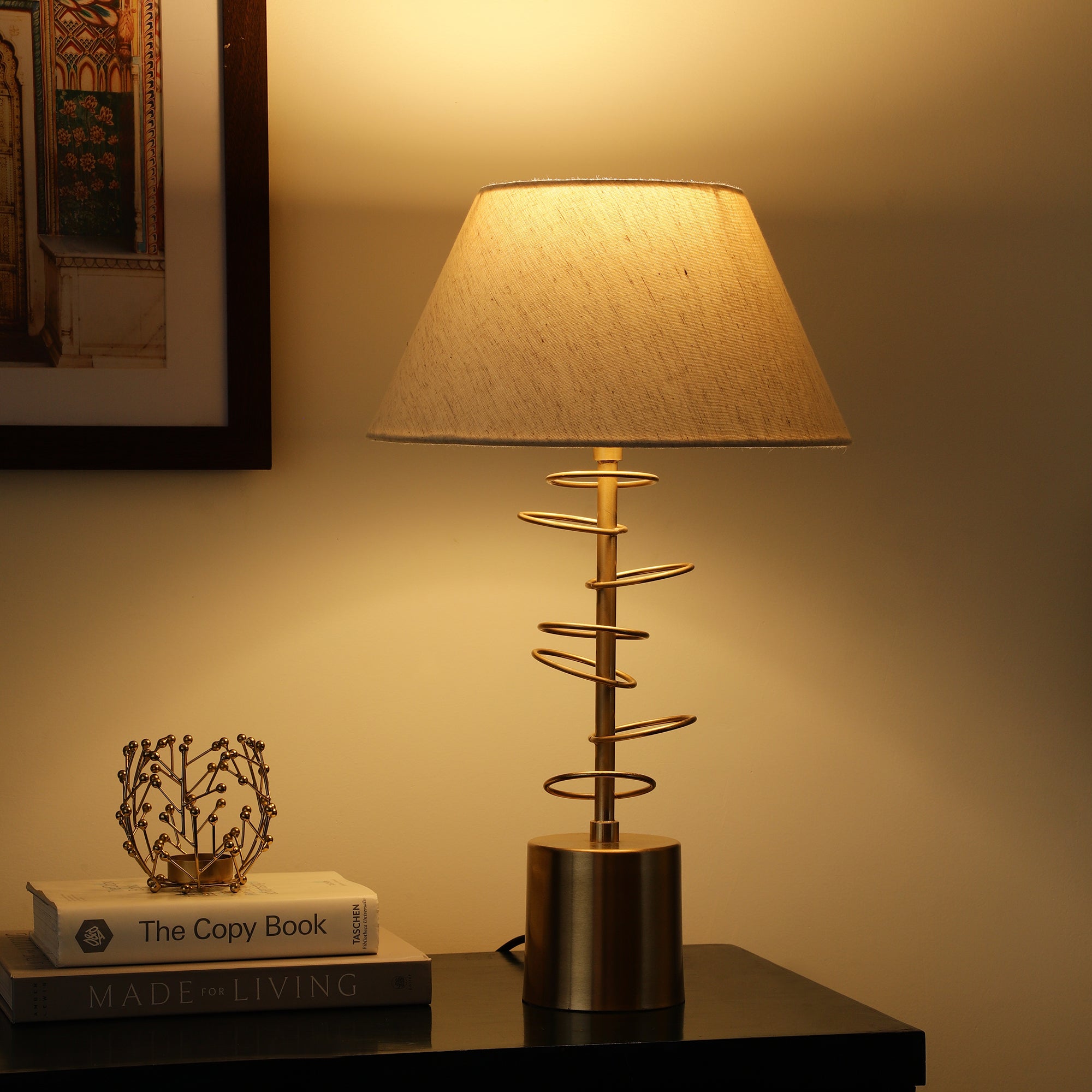 Cascading rings lamp gold