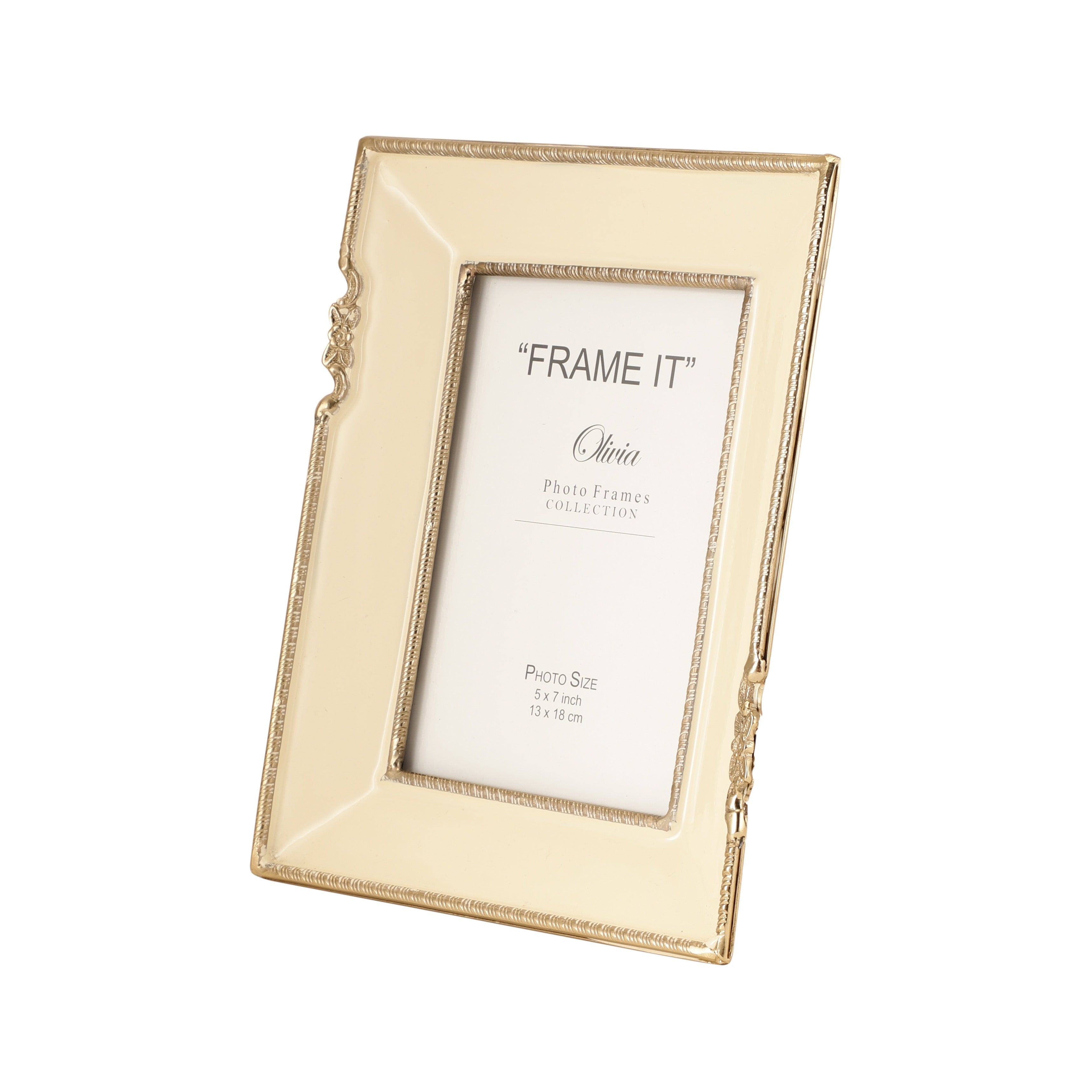 Enamel Embrace Photo frame in  Ivory white