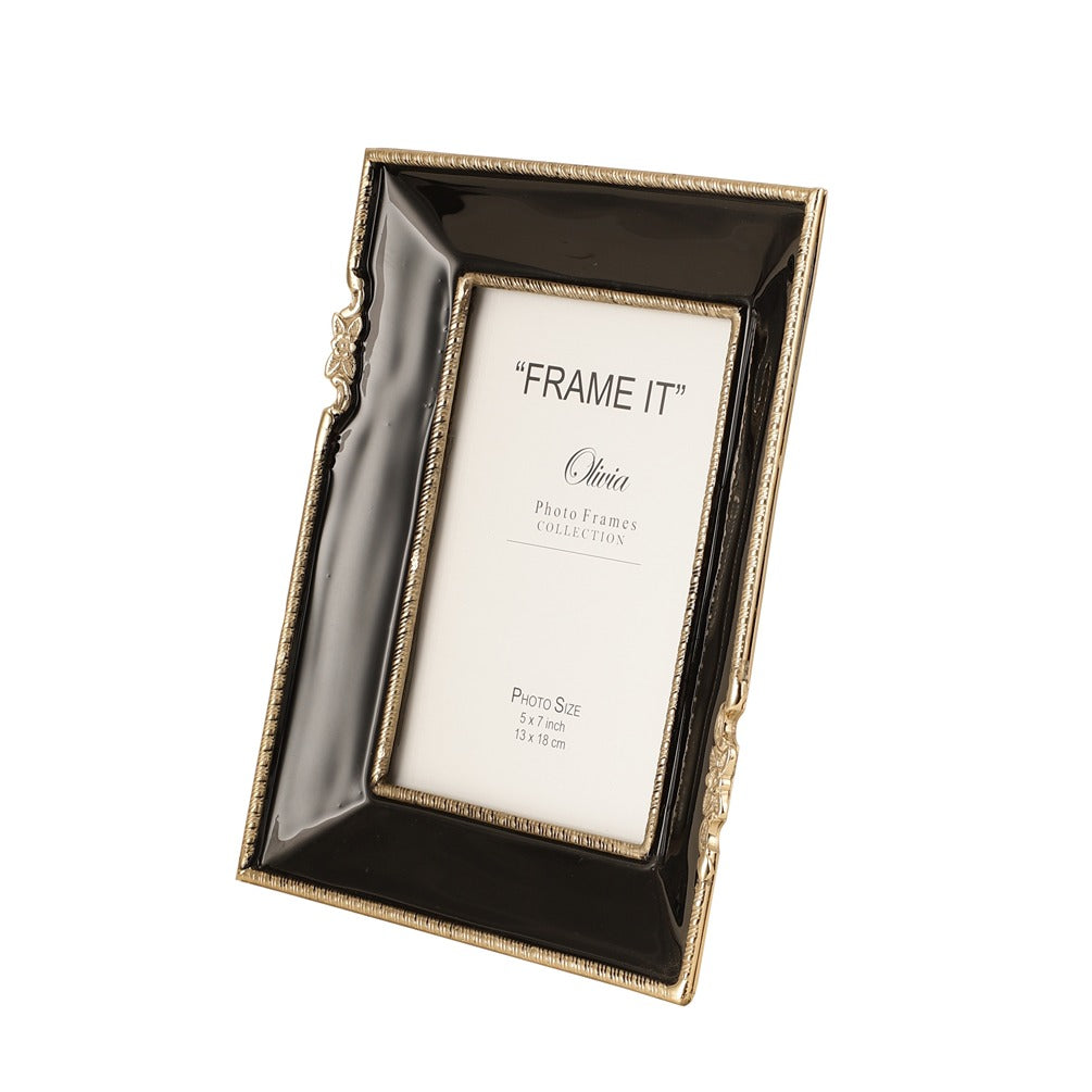 Enamel Embrace Photo frame in  Jet Black - OUCHCART | 