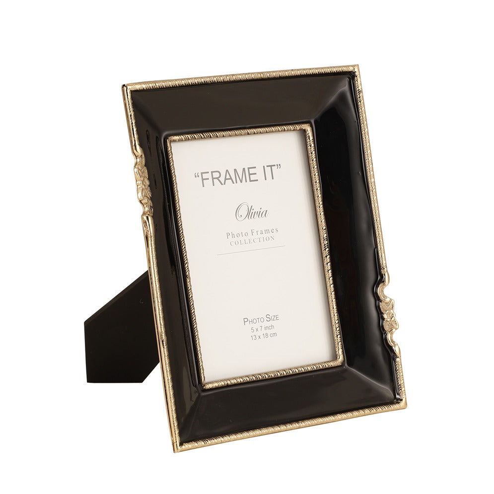 Enamel Embrace Photo frame in  Jet Black