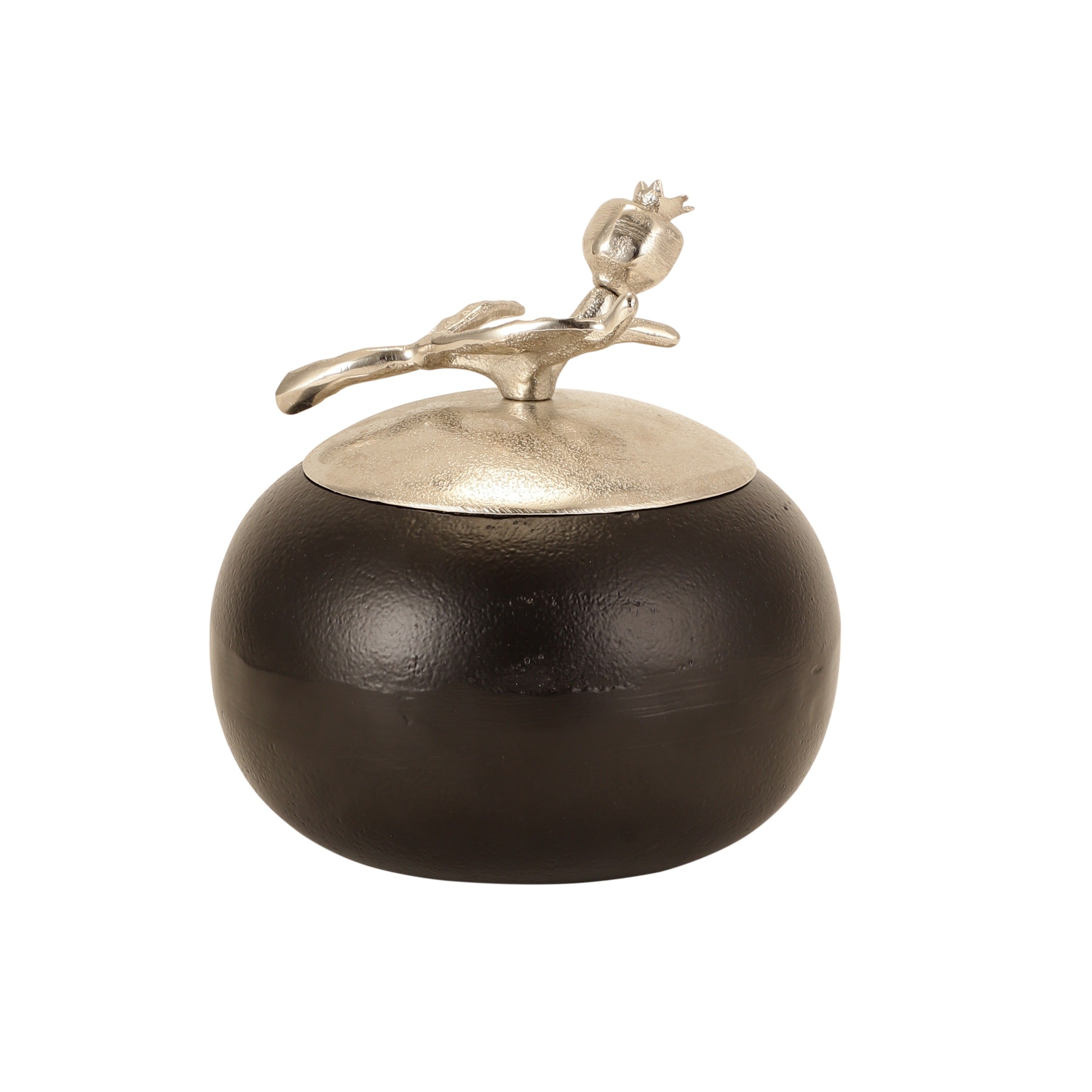 Pomegranate Metal Trinket Box in Silver Black