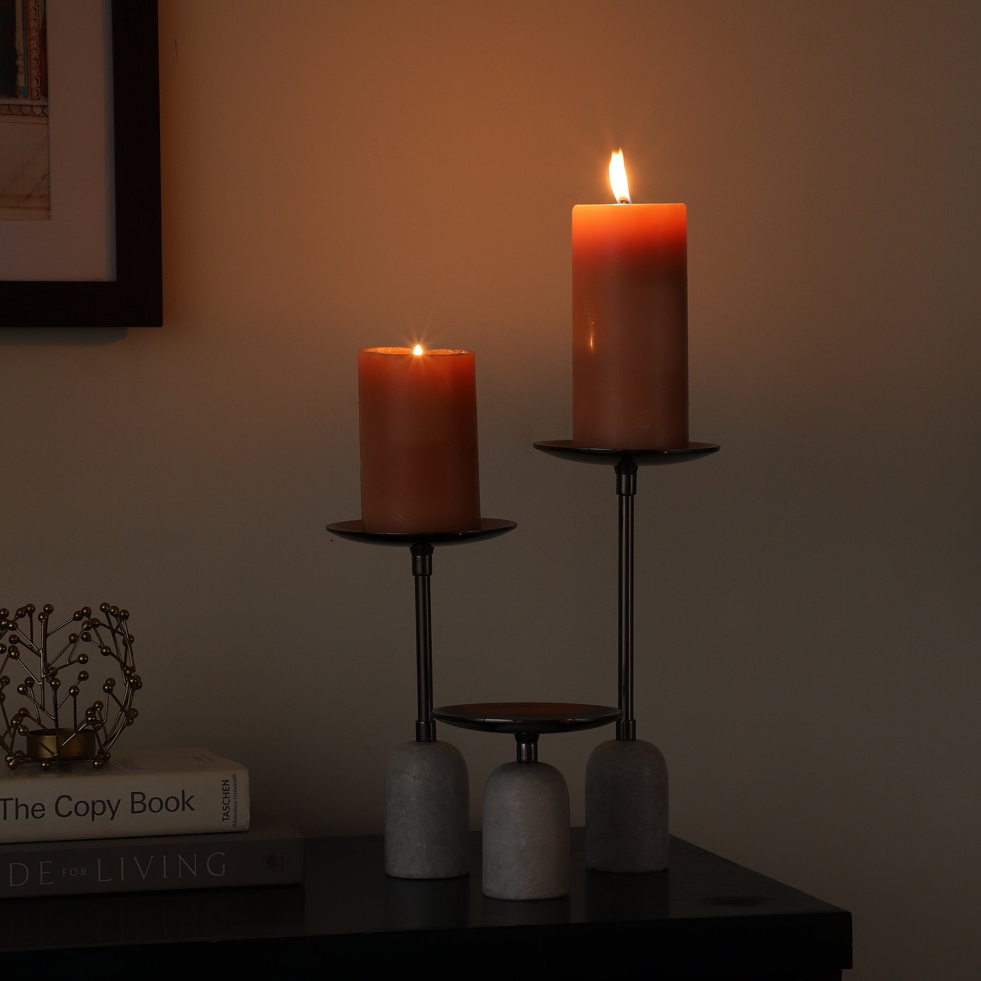 Marble Pri Pillar Candle Black Set