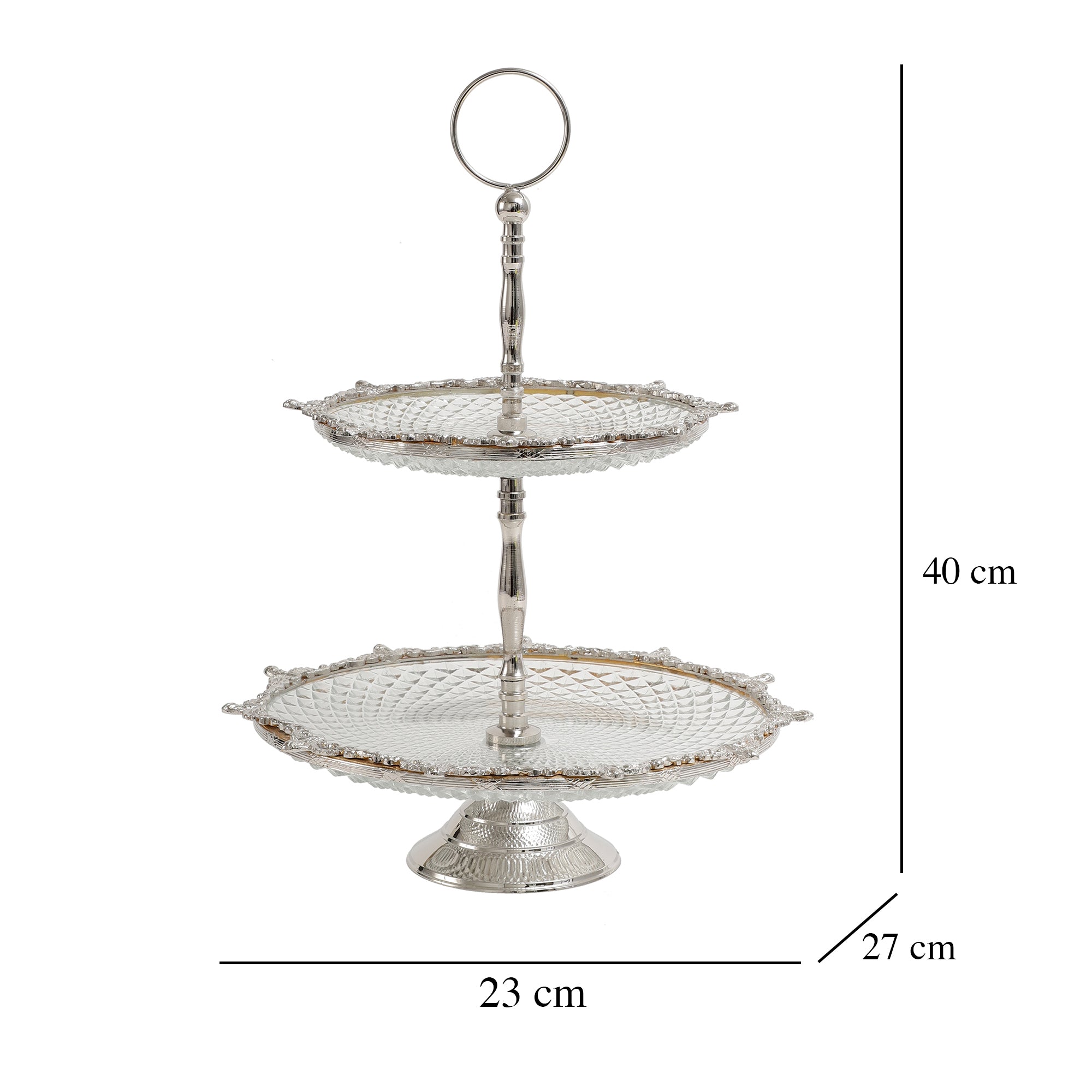 Crystal Spike Double Cake stand in silver