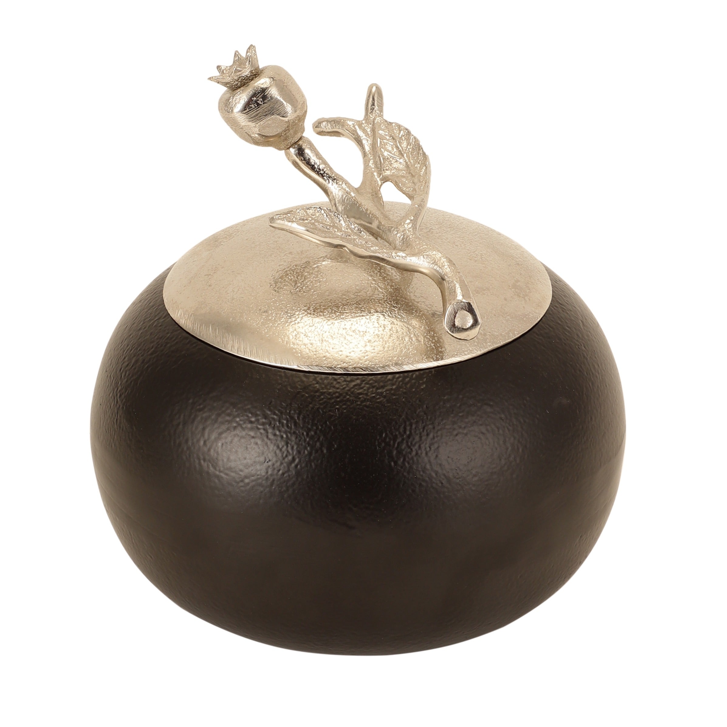 Pomegranate Metal Trinket Box in Silver Black