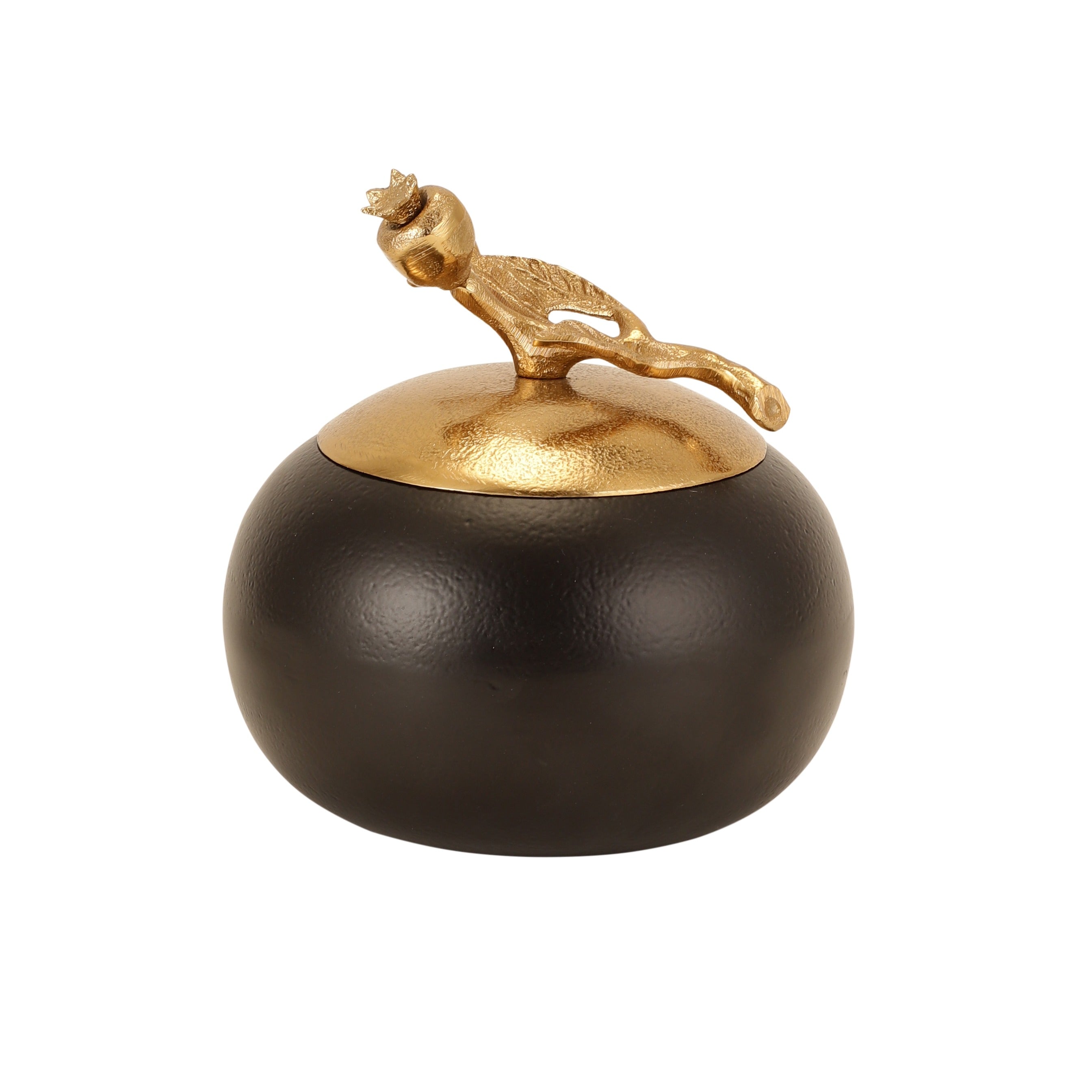 Pomegranate Metal Trinket Box in Gold Black