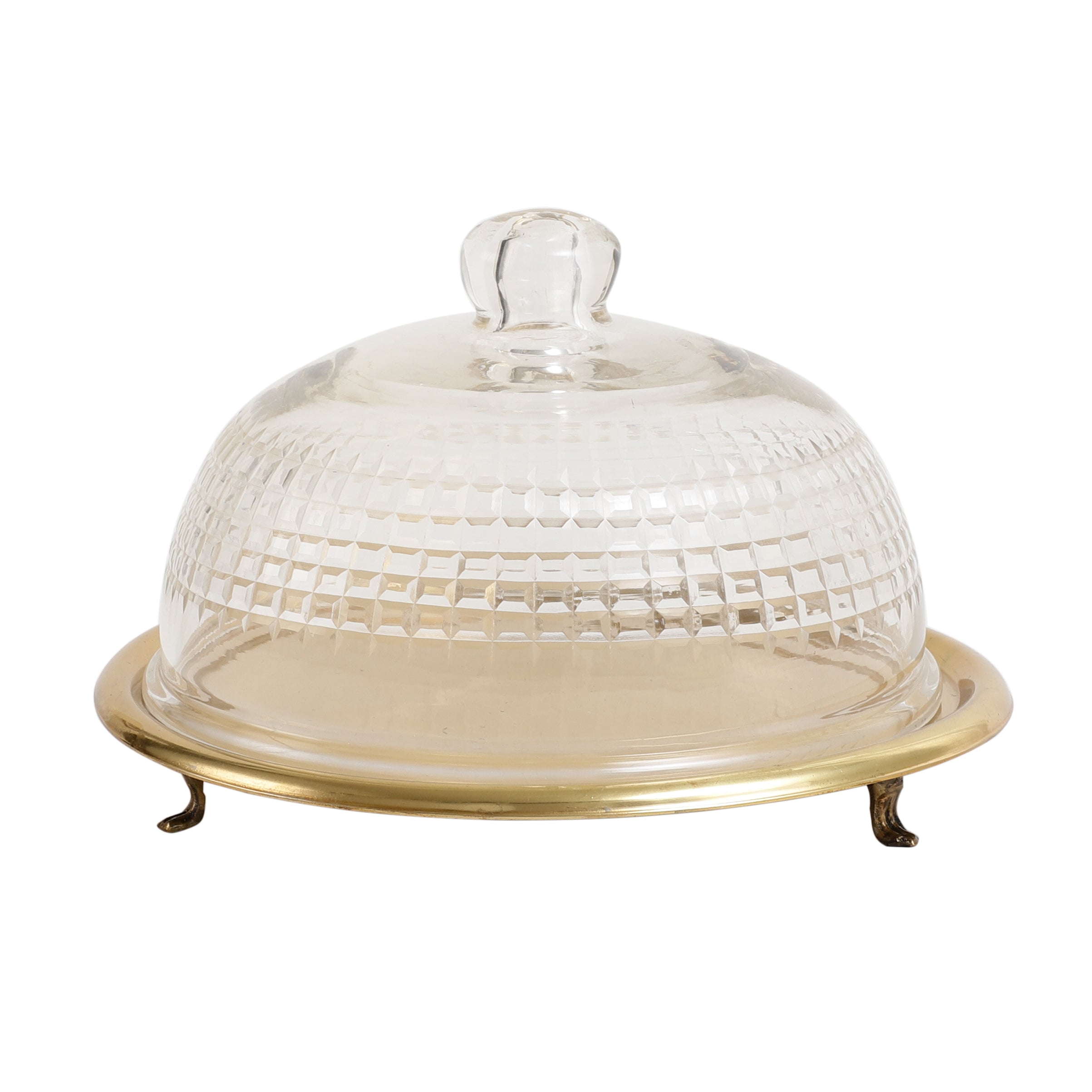 Leafy Glass Cake Dome in Gold