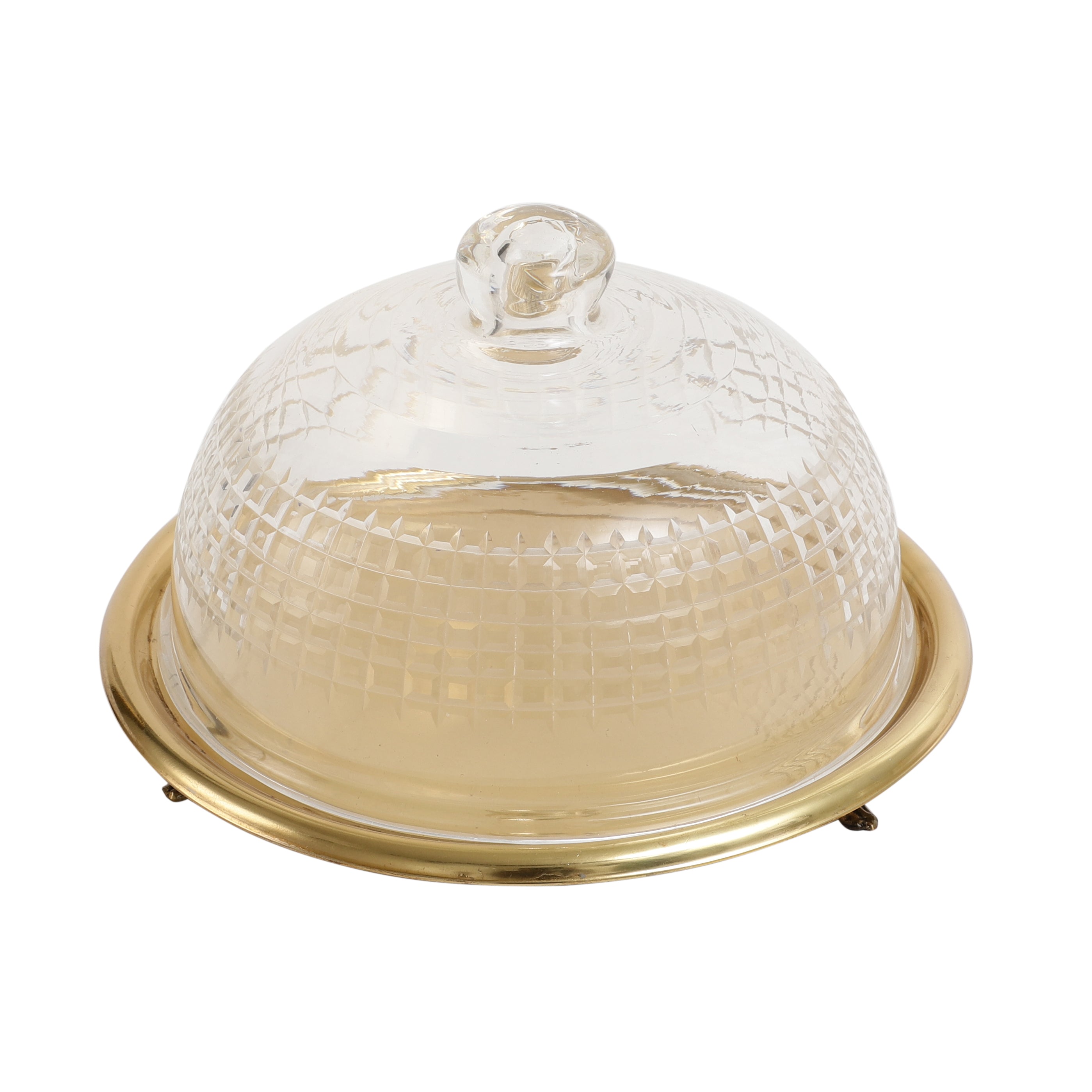 Leafy Glass Cake Dome in Gold