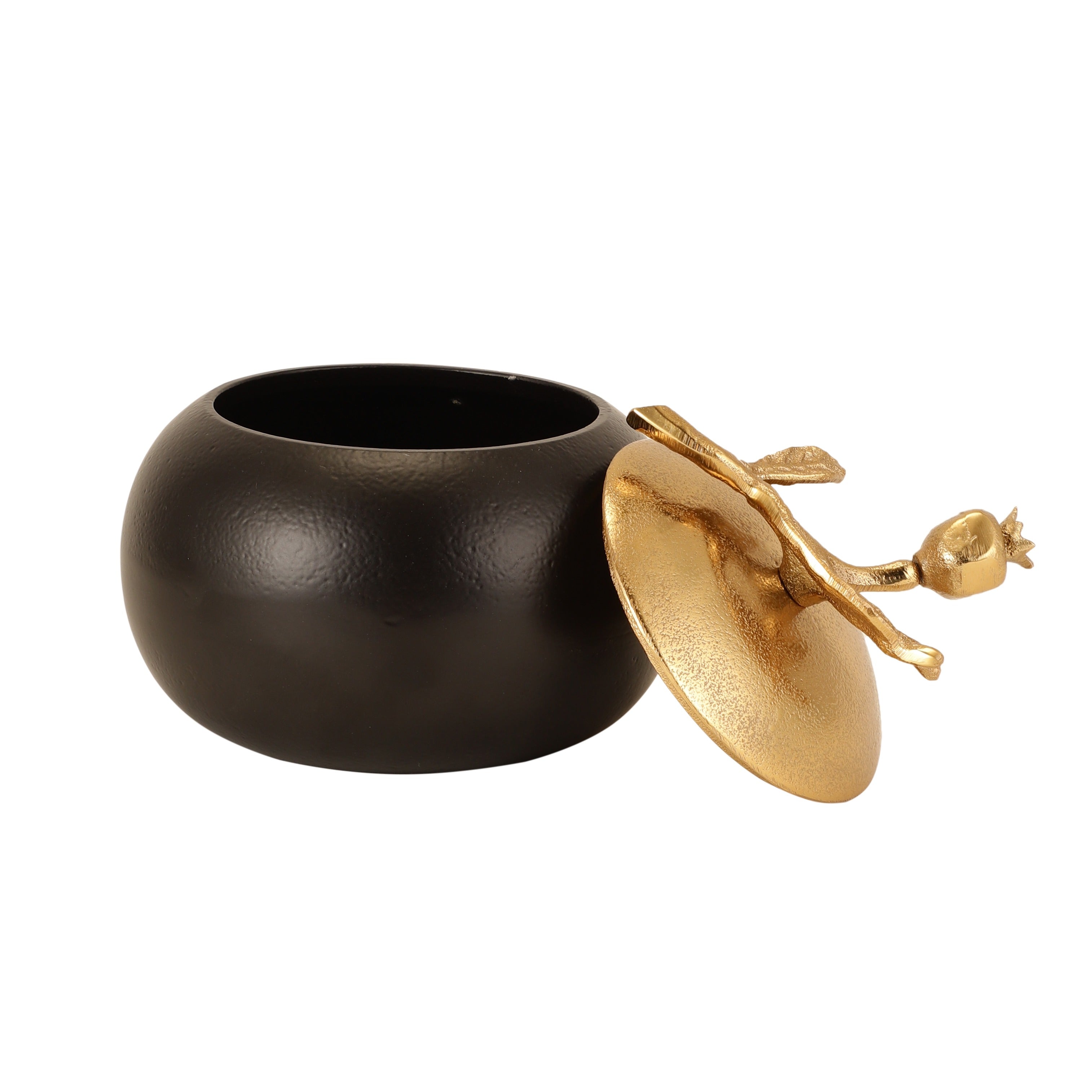 Pomegranate Metal Trinket Box in Gold Black