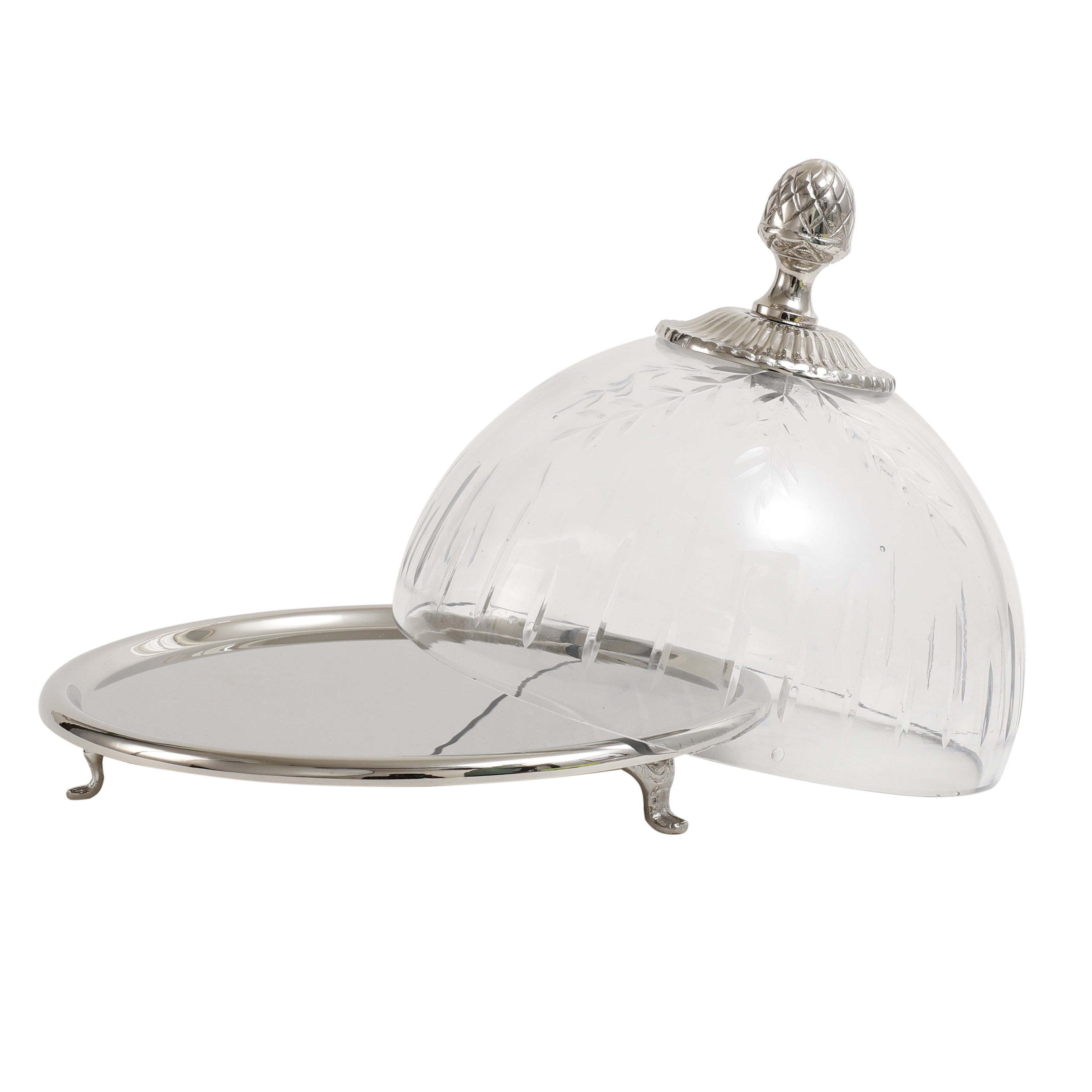 Faiza Crystal cut Cake dome silver