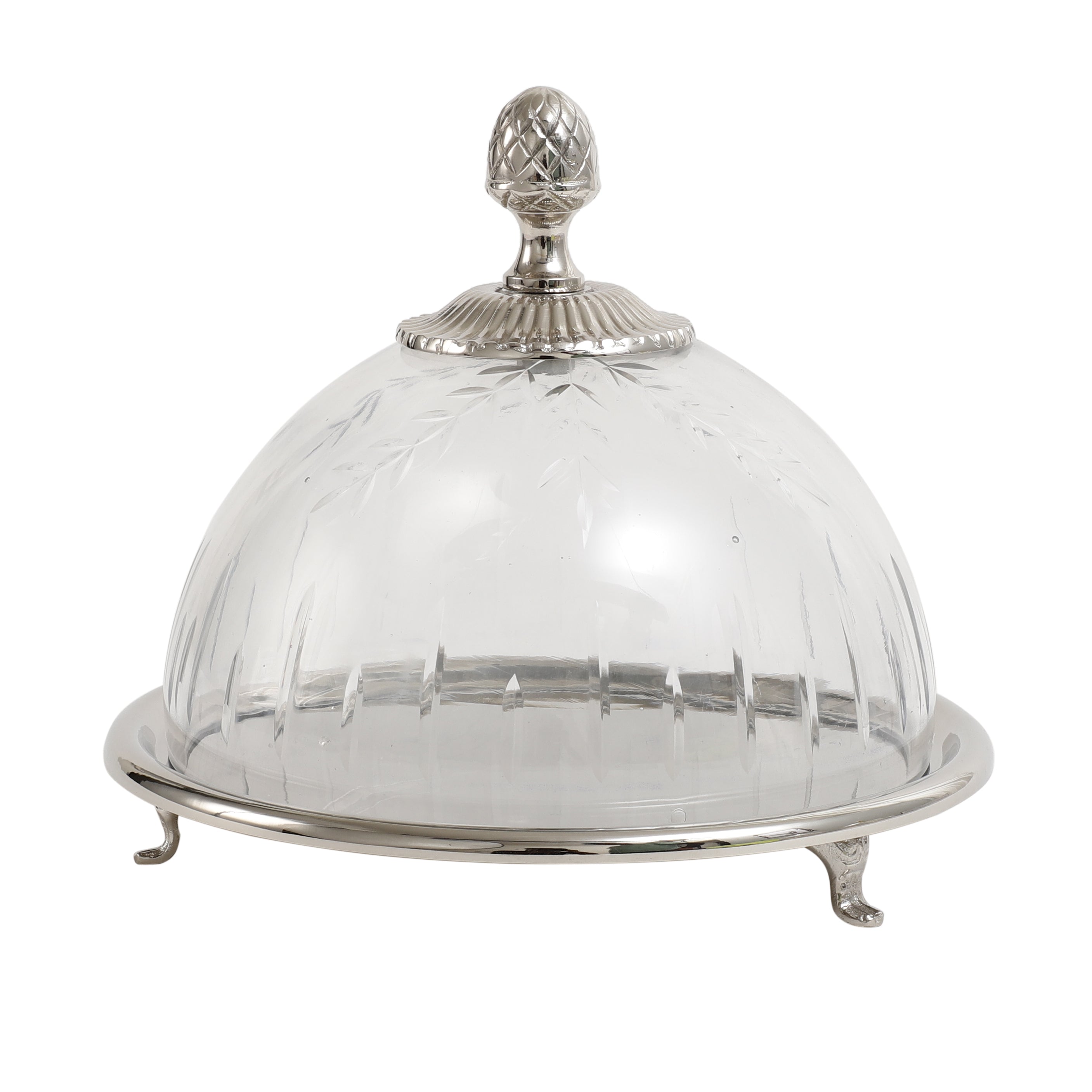 Faiza Crystal cut Cake dome silver